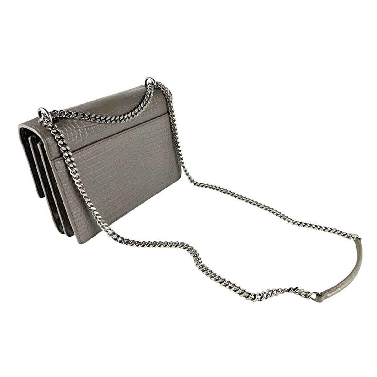 Saint Laurent Gray Leather Shoulder Bag (Pre-Owned)