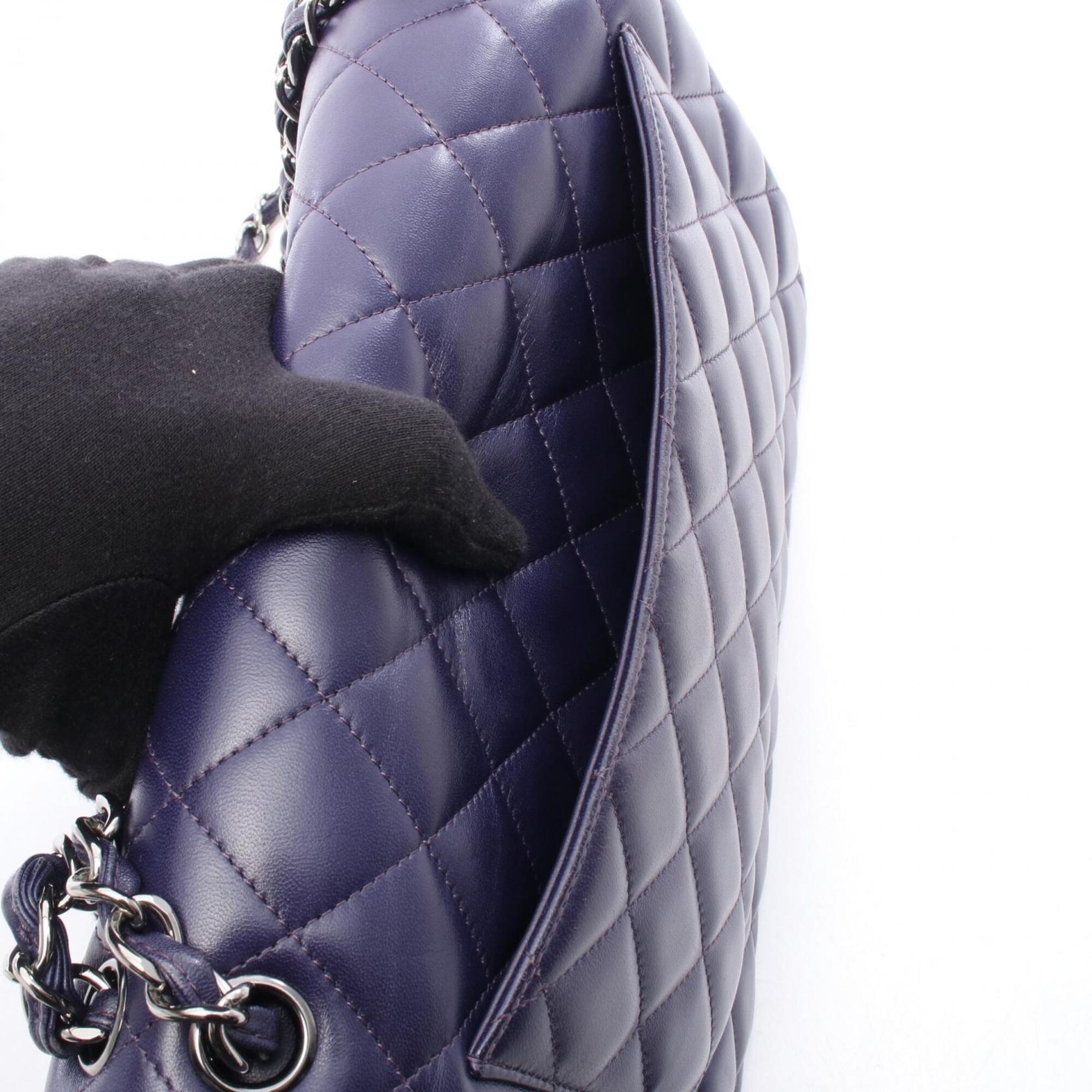Chanel Purple Leather Handbag Shoulder Bag (Pre-Owned)