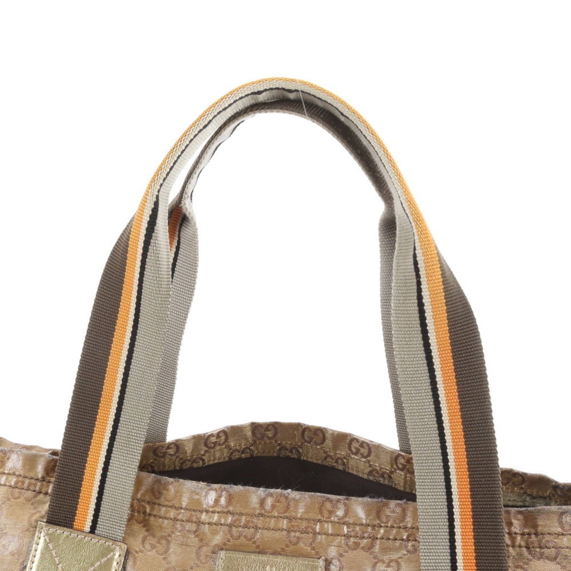 Gucci Brown Coated Canvas Leather Handbag Tote Bag (Pre-Owned)