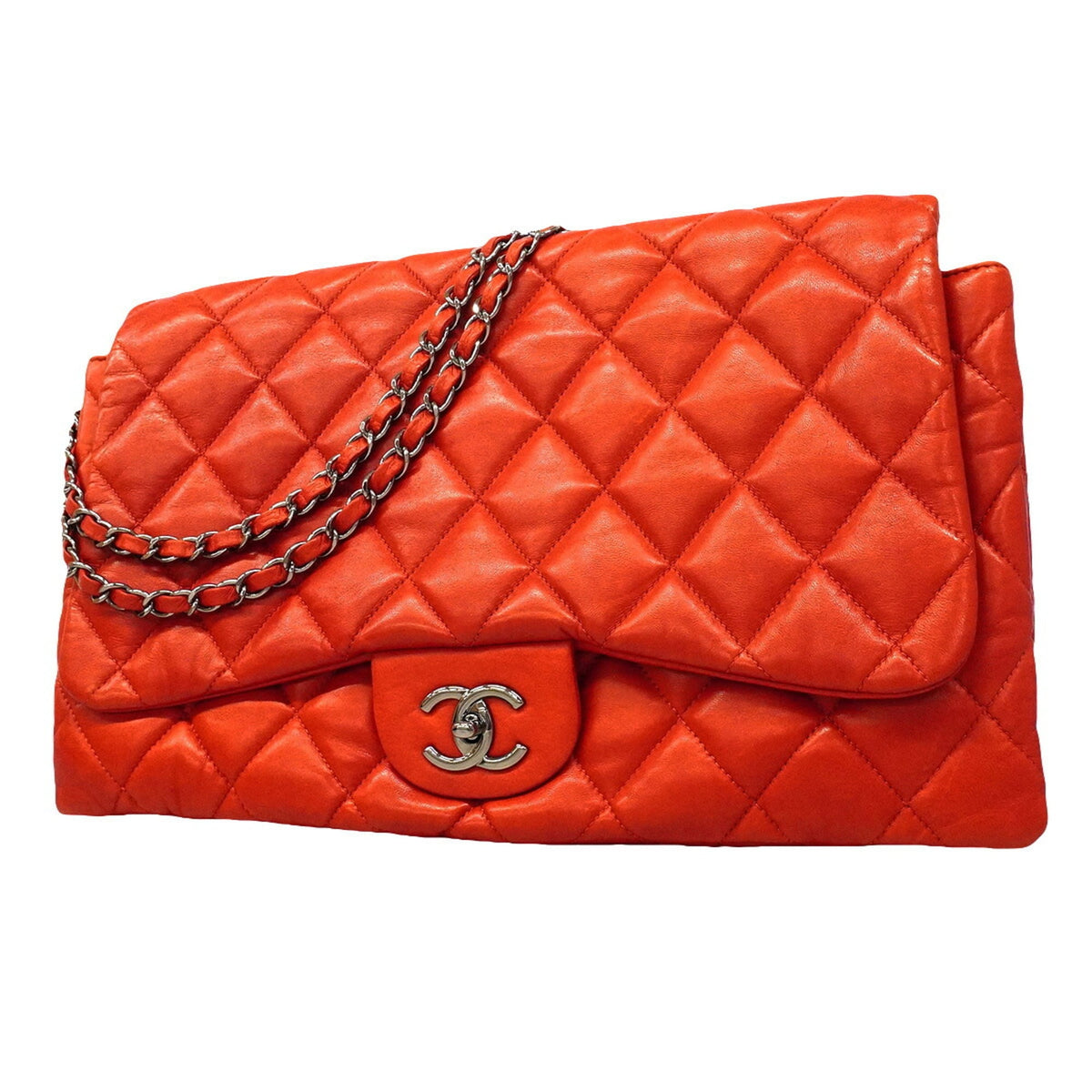 Chanel Red Color Leather Shoulder Bag (Pre-Owned)