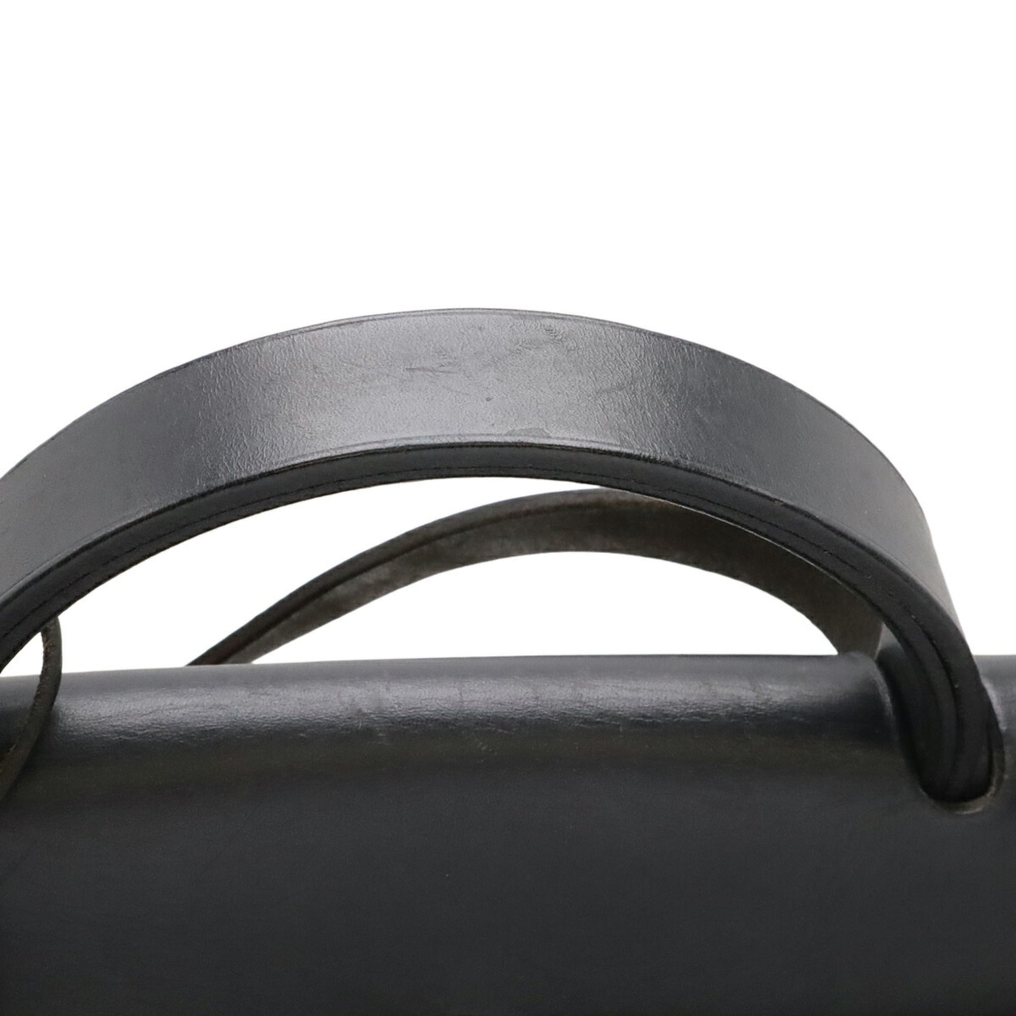 Hermes Her Bag Black Toile Officier Leather Handbag Shoulder Bag (Pre-Owned)