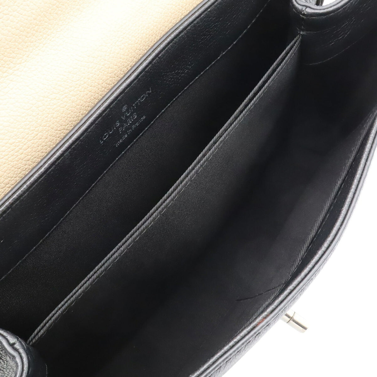 Louis Vuitton Beige Black Leather Handbag Shoulder Bag (Pre-Owned)