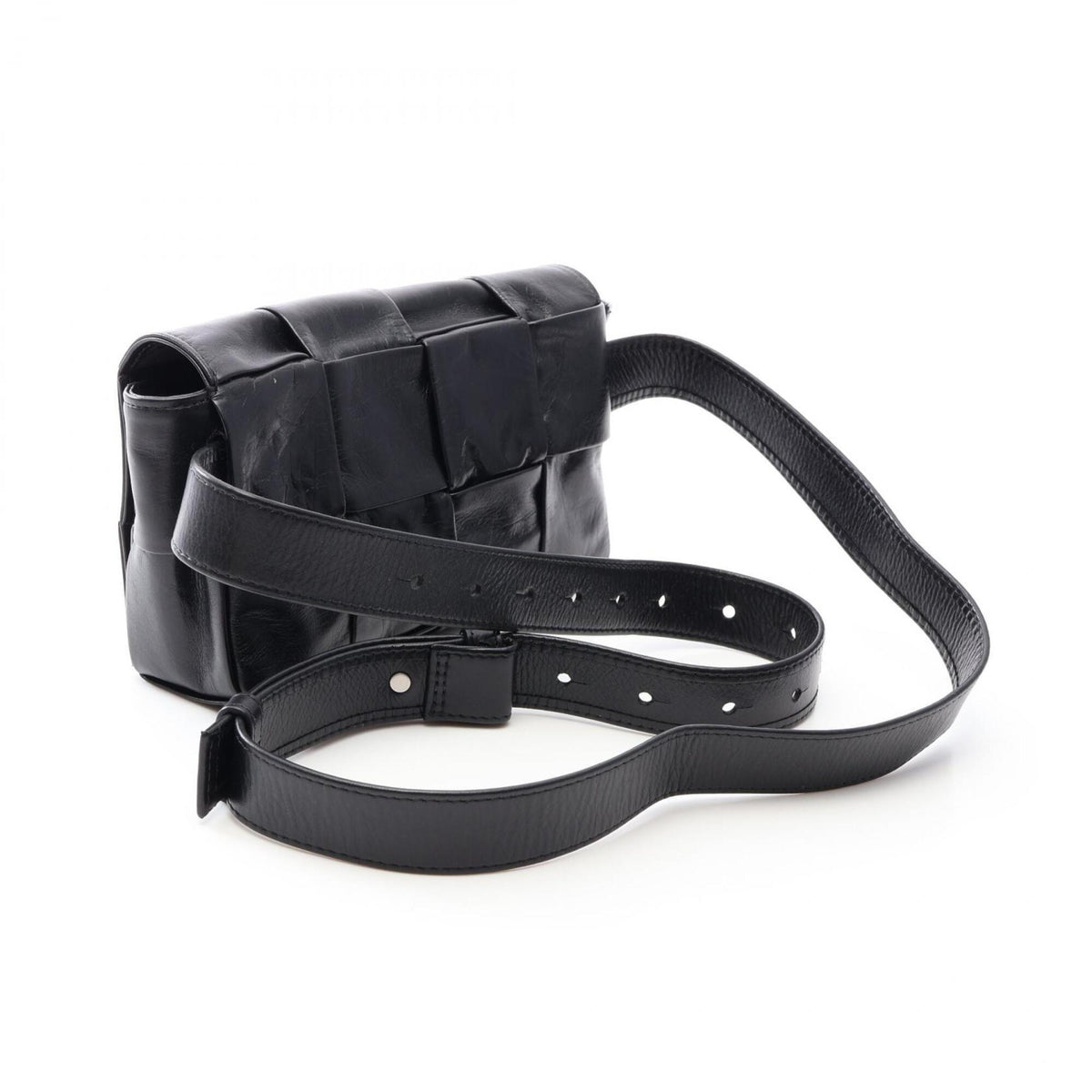 Bottega Veneta Black Leather Fanny Pack Handbag (Pre-Owned)