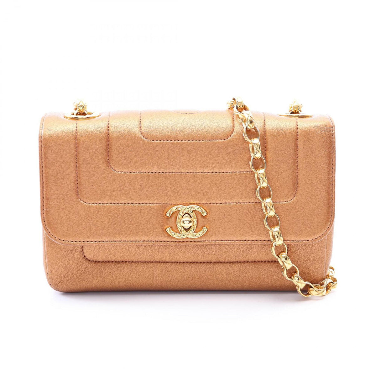 Chanel Brown Leather Handbag Shoulder Bag (Pre-Owned)