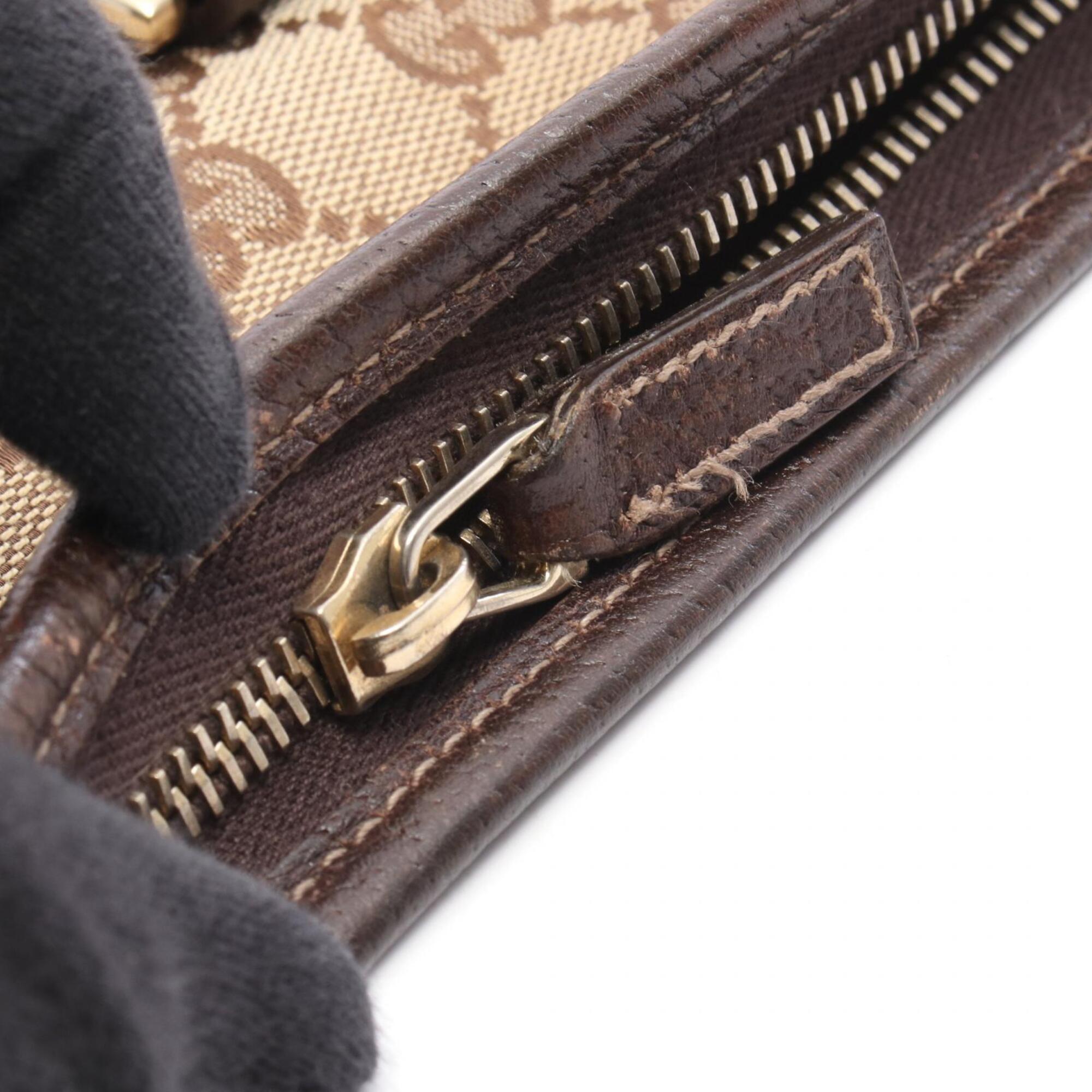 Gucci Beige Brown Gg Canvas Leather Handbag Shoulder Bag (Pre-Owned)