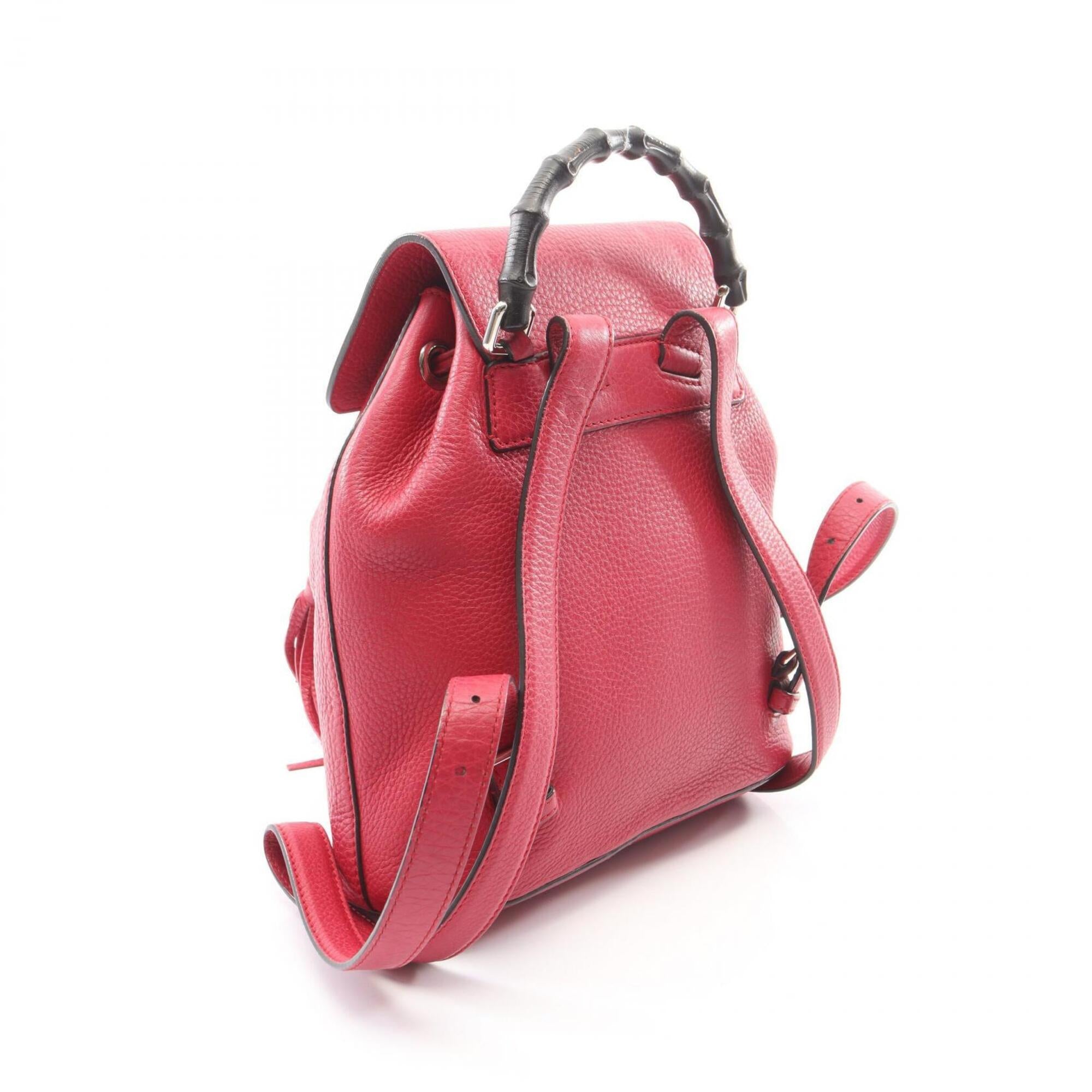 Gucci Red Color Leather Backpack (Pre-Owned)