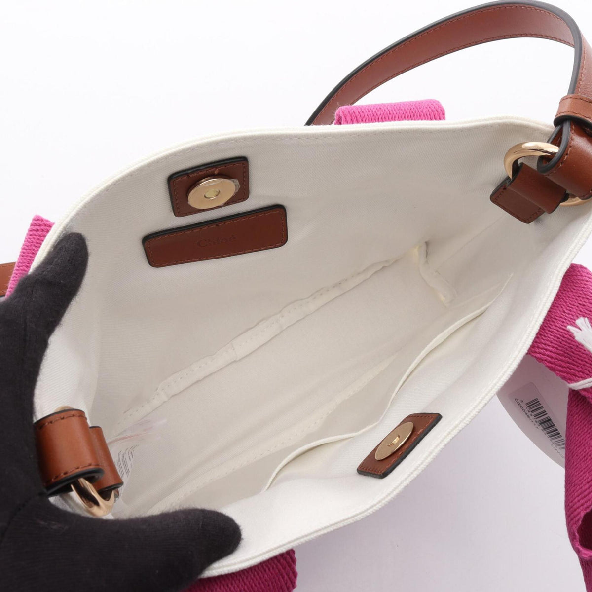 Chloé Pink White Canvas Handbag (Pre-Owned)