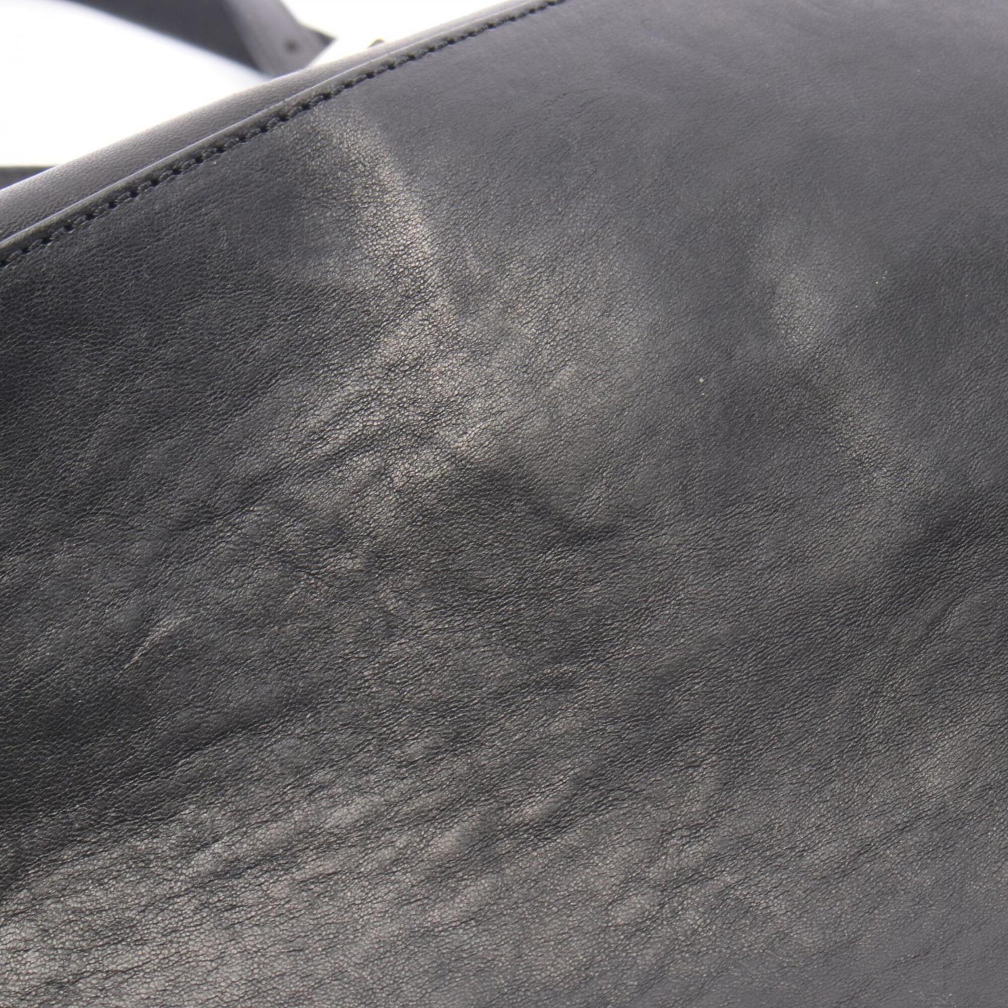 Jimmy Choo Black Leather Handbag Tote Bag (Pre-Owned)