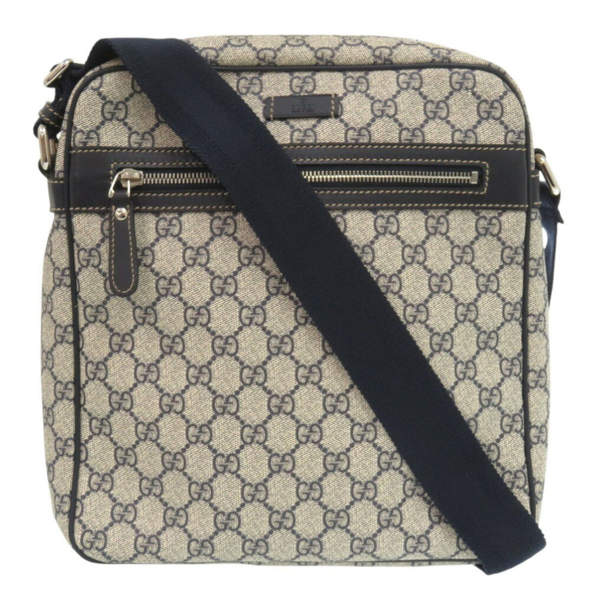 Gucci Beige Navy Gg Supreme Shoulder Bag (Pre-Owned)