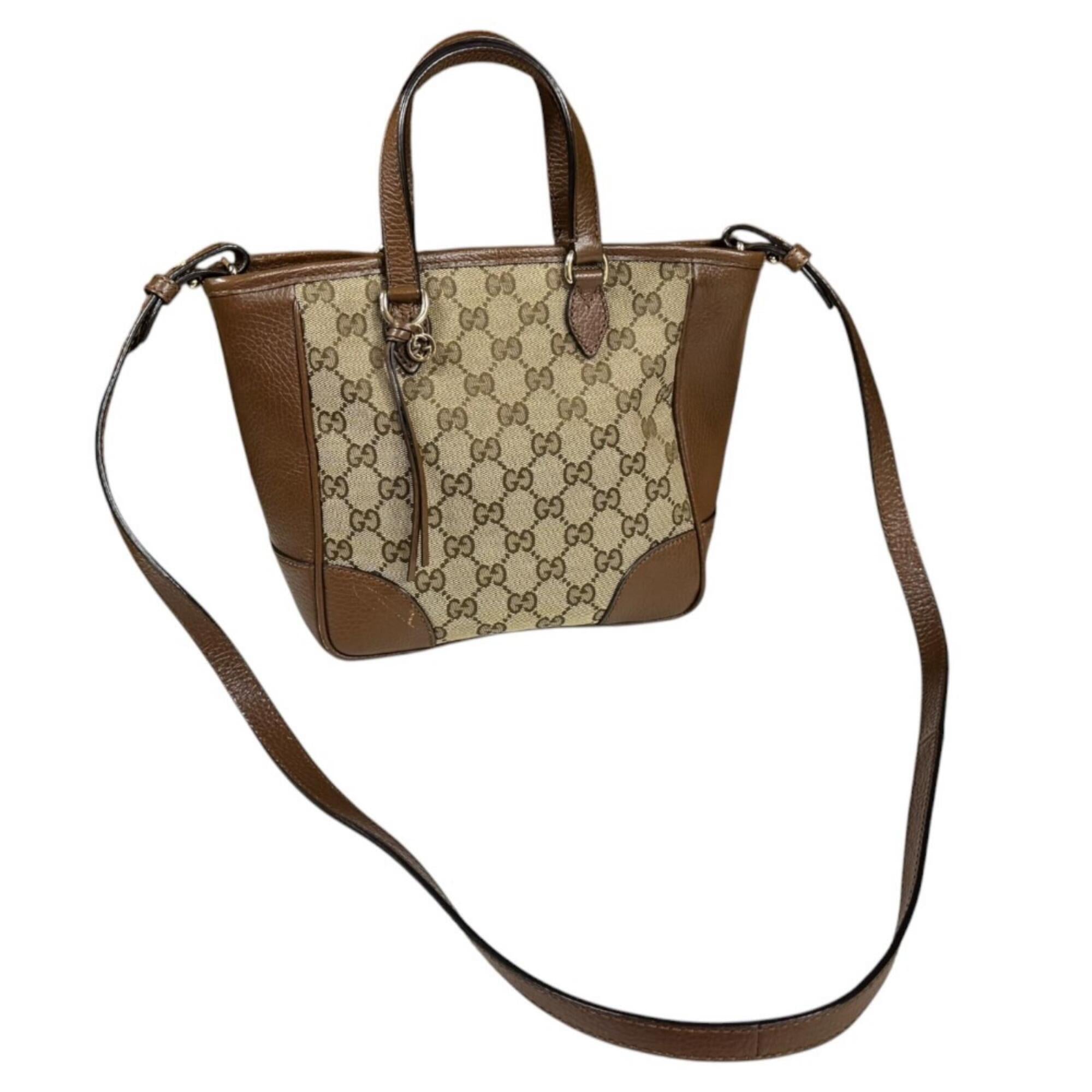 Gucci Gg Canvas Beige Brown Gg Canvas Handbag Shoulder Bag (Pre-Owned)