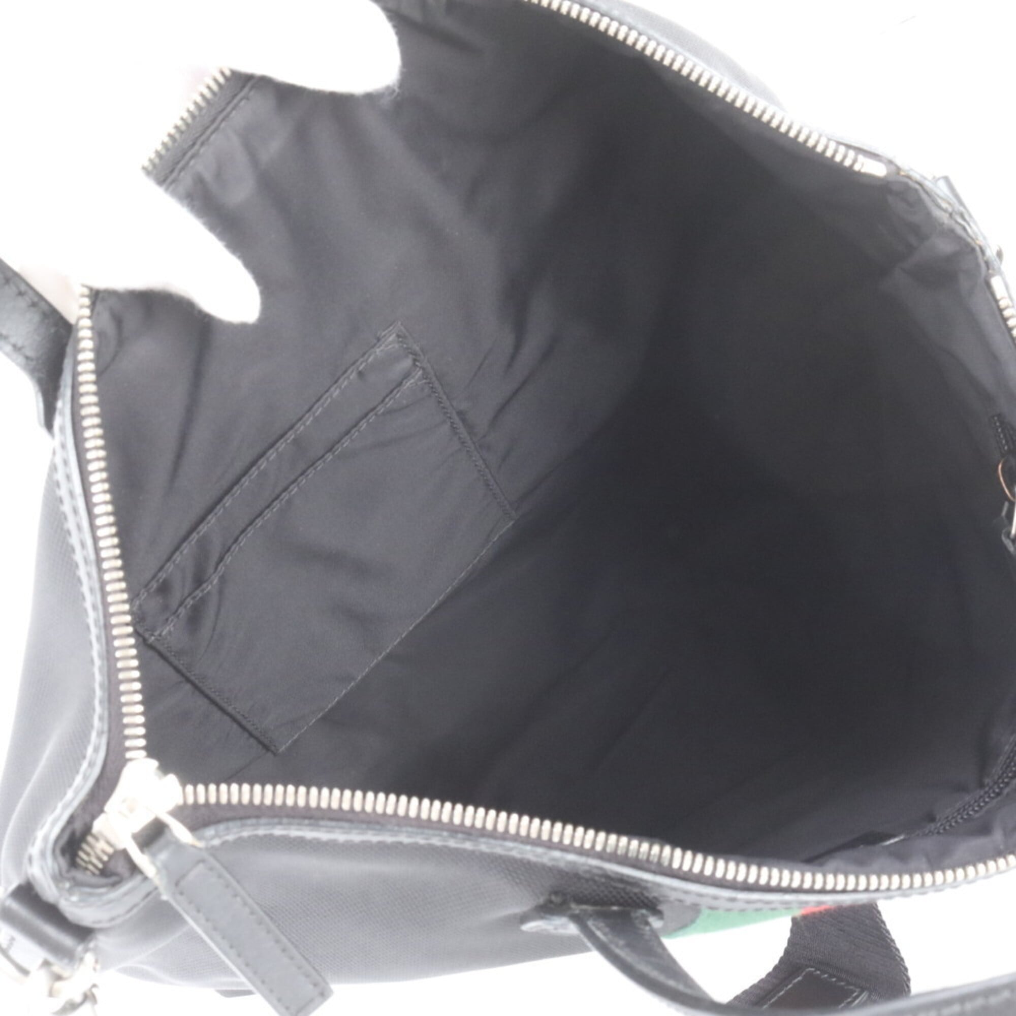 Gucci Black Leather Canvas Shoulder Bag Tote Bag (Pre-Owned)
