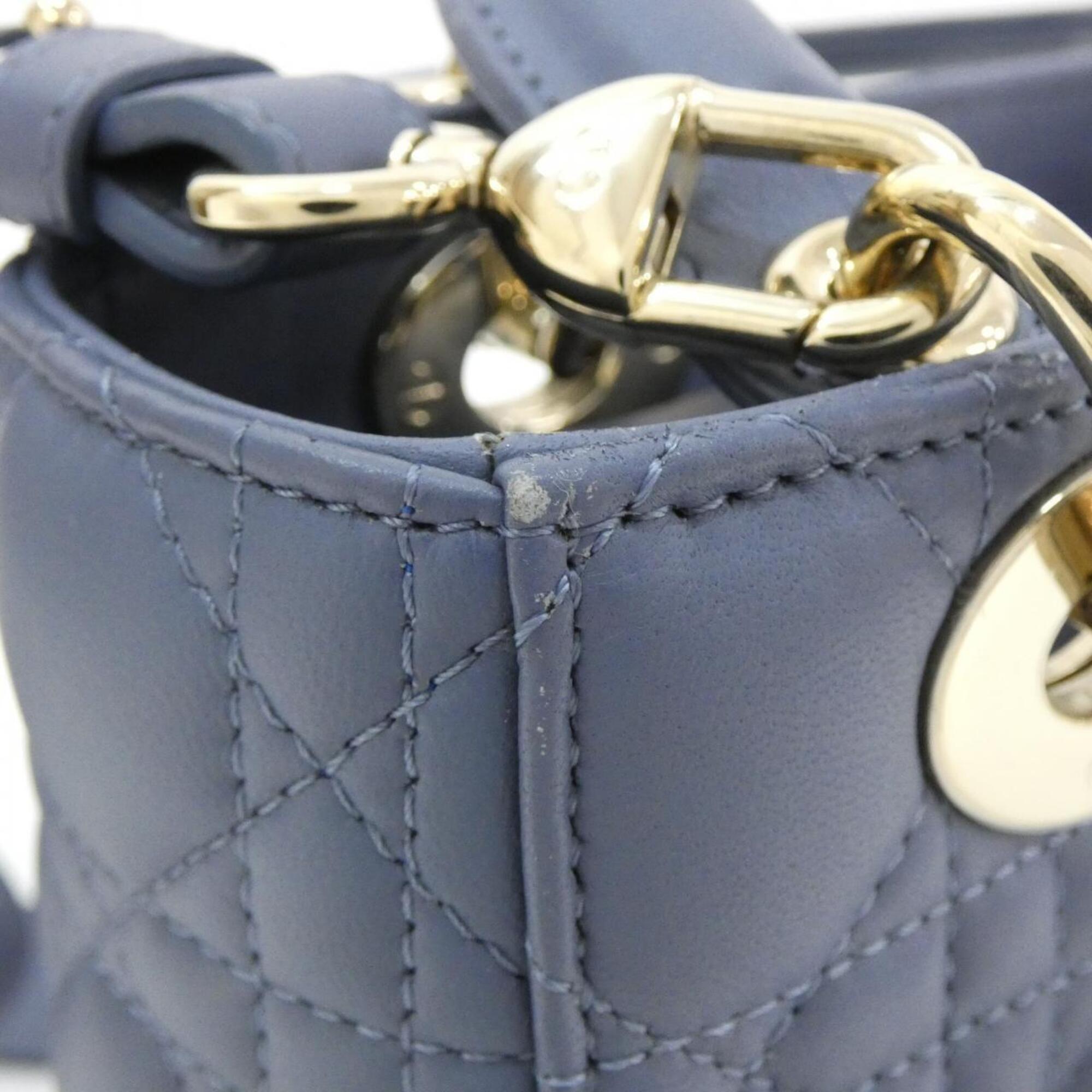 Christian Dior Lady Dior Blue Leather Handbag (Pre-Owned)