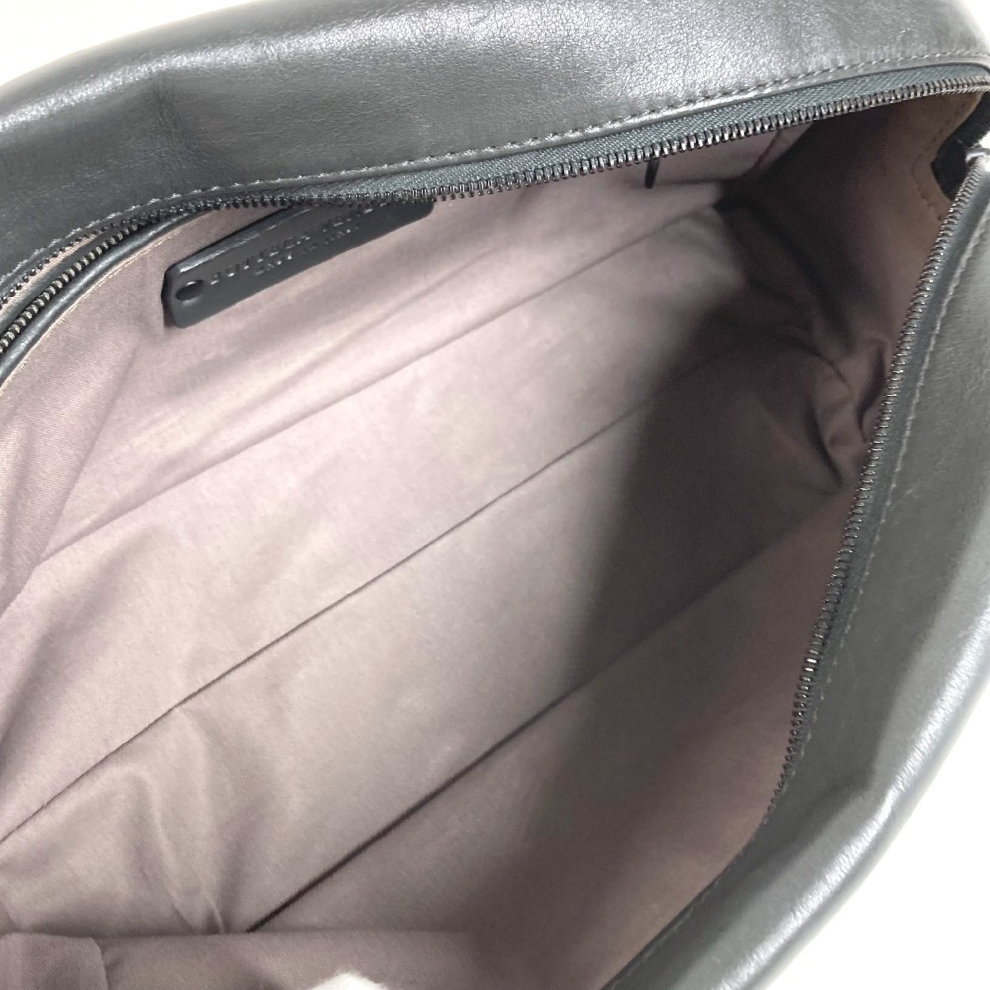 Bottega Veneta Intrecciato Dark Gray Leather Clutch Bag Handbag (Pre-Owned)