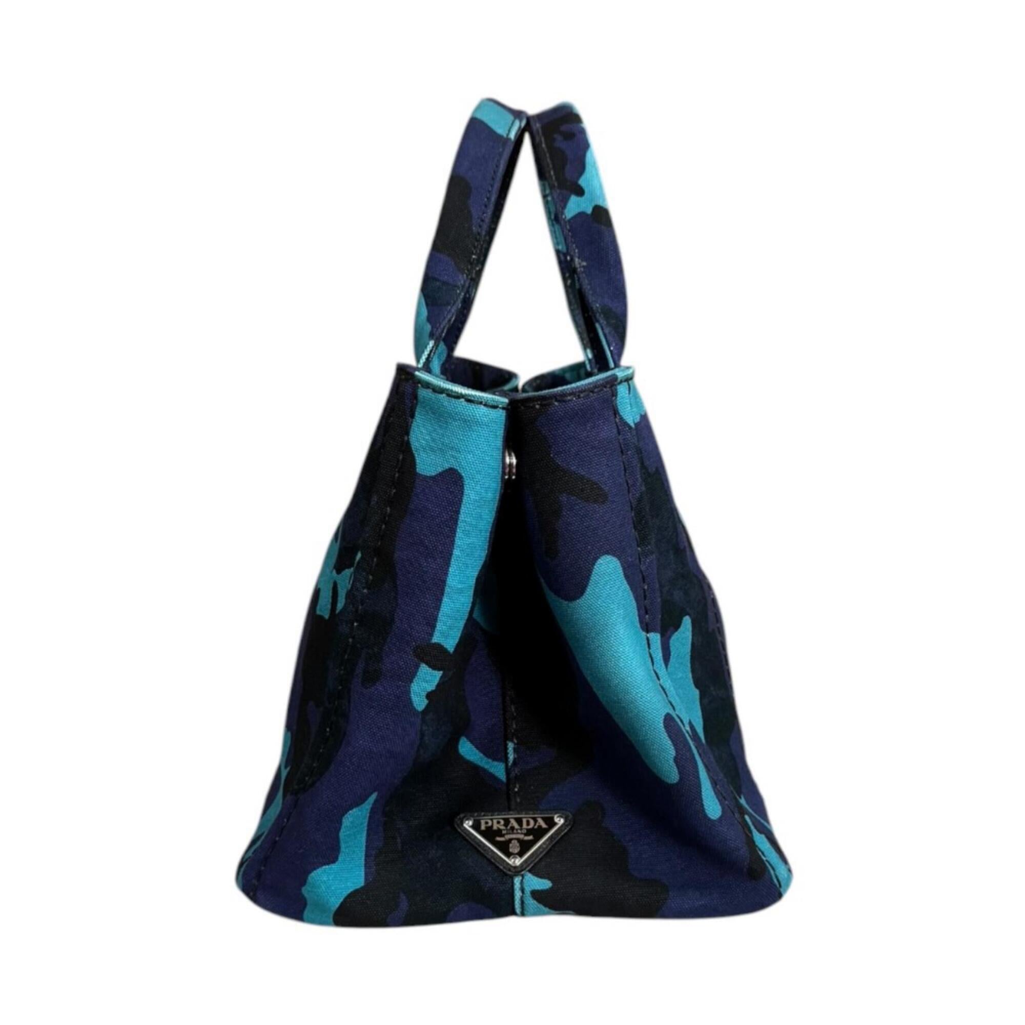 Prada Blue Camouflage Royal Canvas Handbag Shoulder Bag (Pre-Owned)