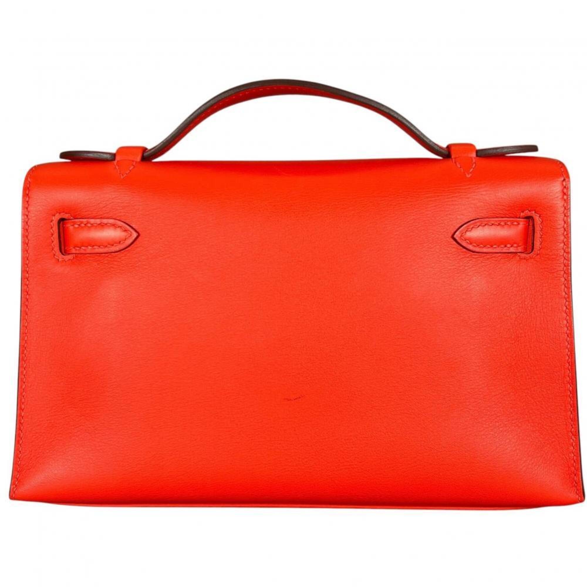 Hermes Red Color Swift Leather Clutch Bag Handbag (Pre-Owned)