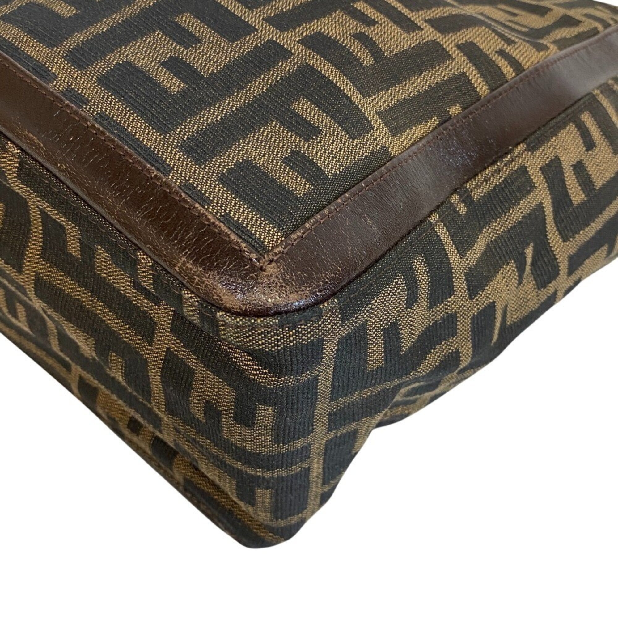 Fendi Zucca Brown Leather Handbag (Pre-Owned)