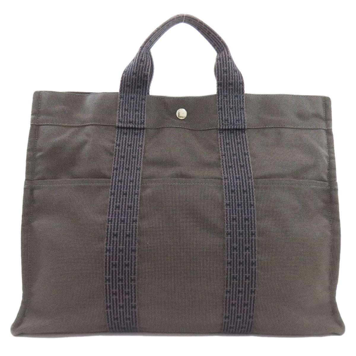 Hermes Gray Canvas Handbag (Pre-Owned)