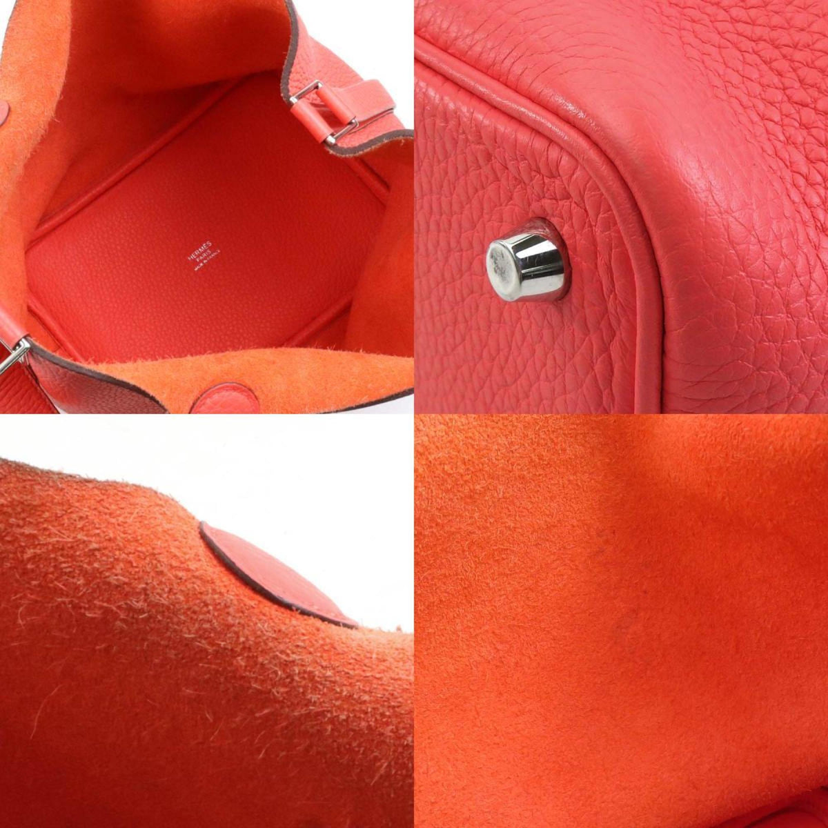 Hermes Silver Taurillon Clemence Leather Handbag (Pre-Owned)
