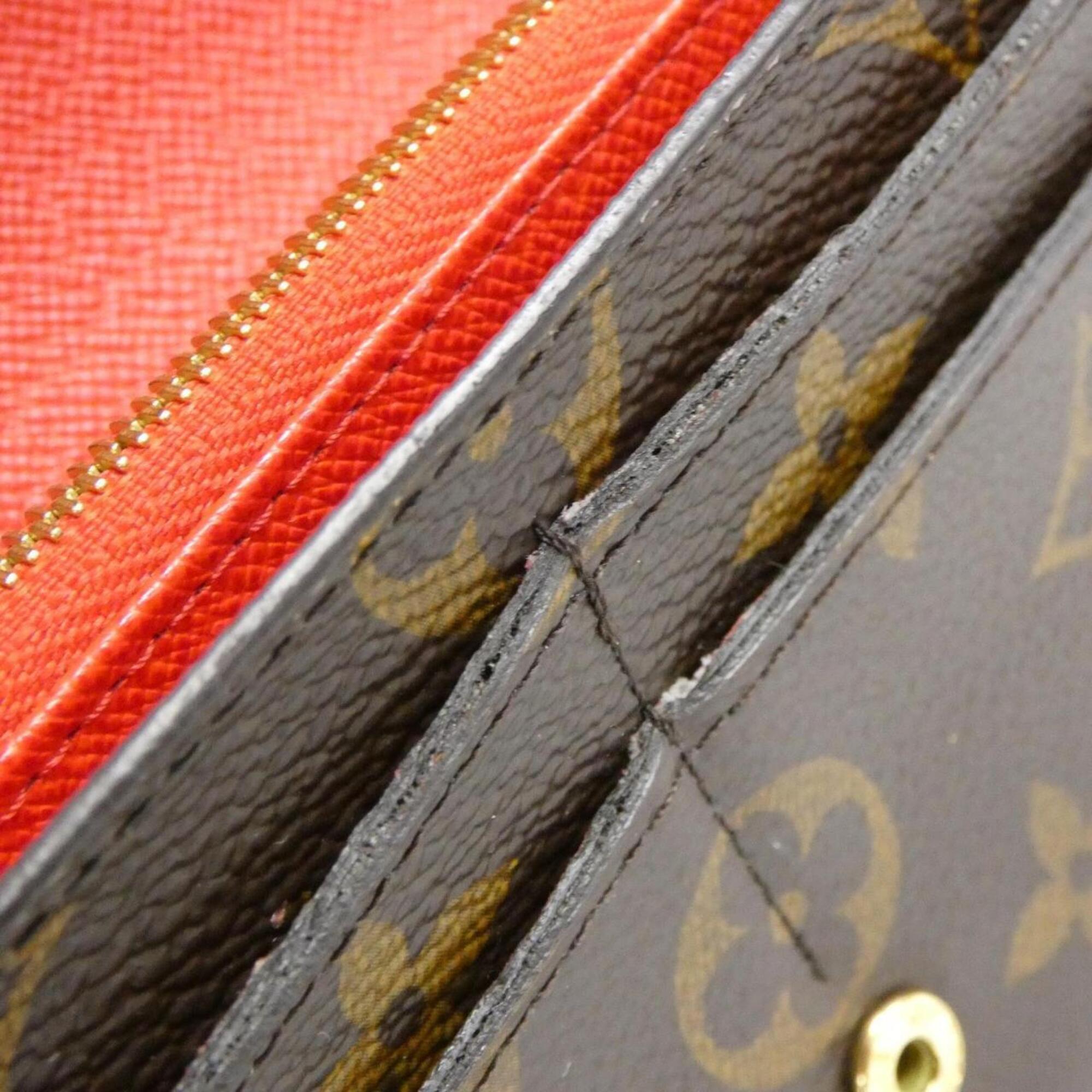 Louis Vuitton Coquelicots Marron Coated Canvas Long Wallet (Bi-Fold) (Pre-Owned)