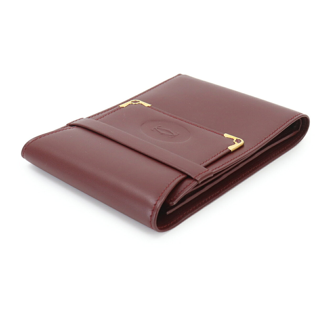 Cartier Bordeaux Leather Bill Wallet (Tri-Fold) (Pre-Owned)