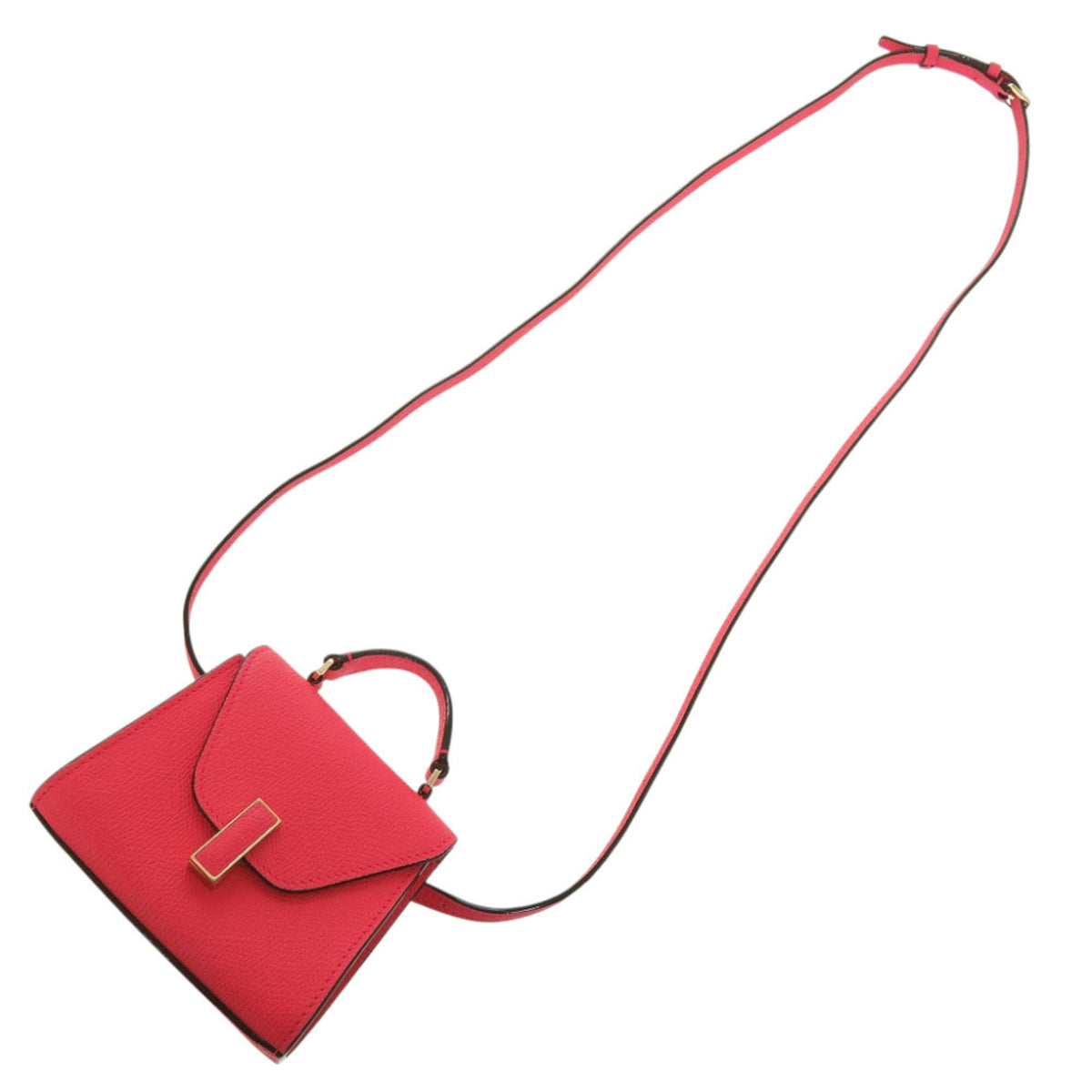 Valextra Pink Red Color Leather Handbag (Pre-Owned)