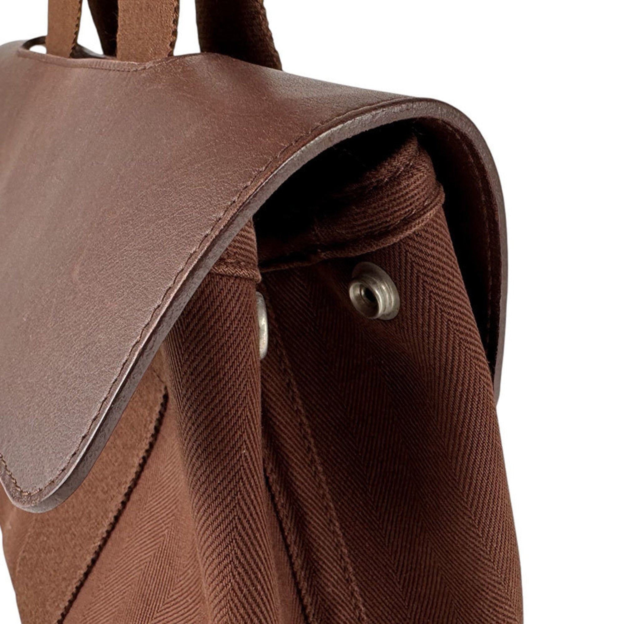 Hermes Brown Cotton Leather Handbag (Pre-Owned)