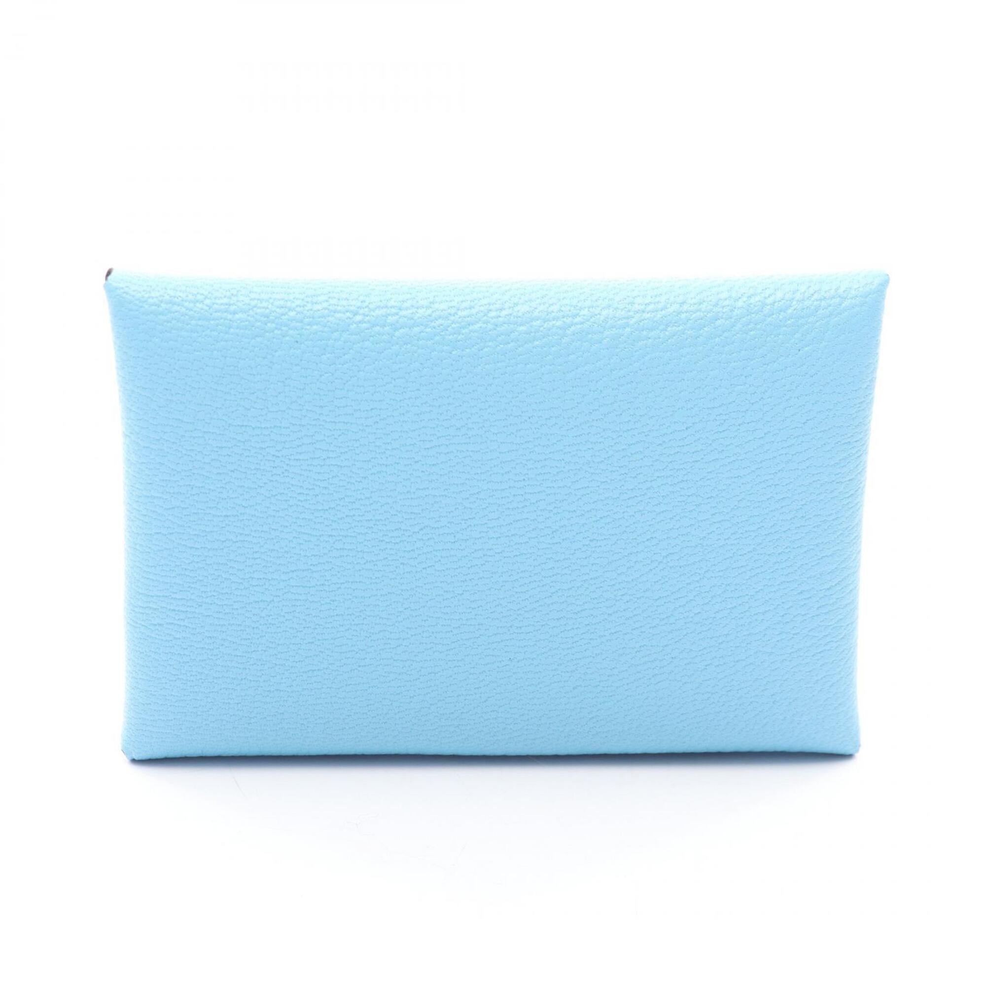 Hermes Blue Chevre Leather Coin Purse/Coin Case (Pre-Owned)