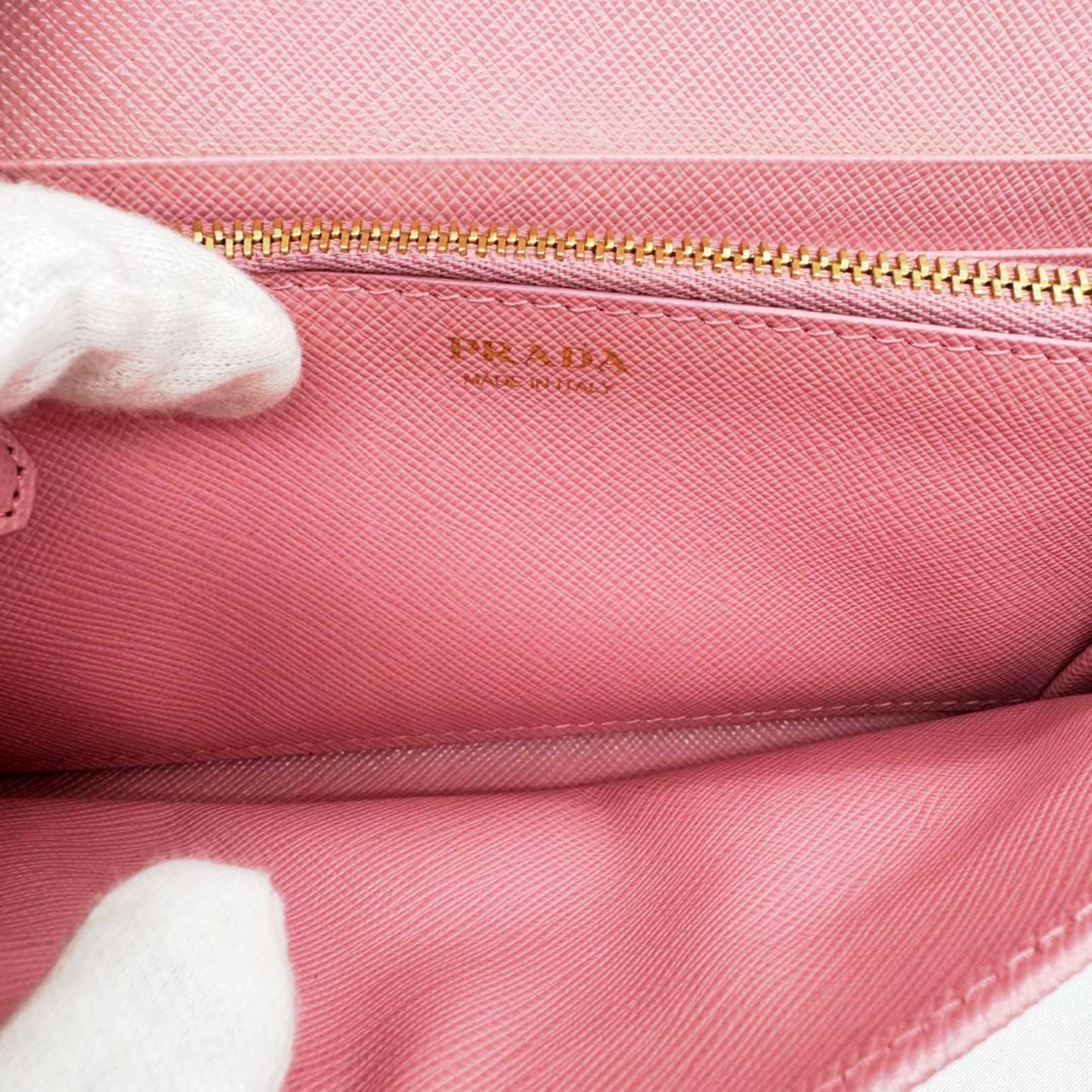Prada Saffiano Pink Saffiano Long Wallet (Bi-Fold) (Pre-Owned)