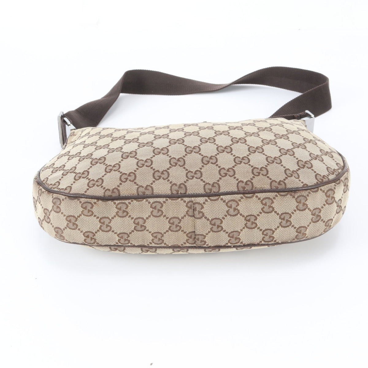 Gucci Beige Brown Leather Canvas Handbag Shoulder Bag Tote Bag (Pre-Owned)