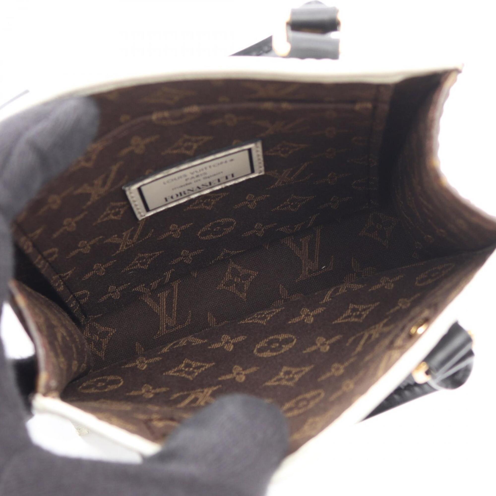 Louis Vuitton Black Brown White Pvc Leather Handbag (Pre-Owned)