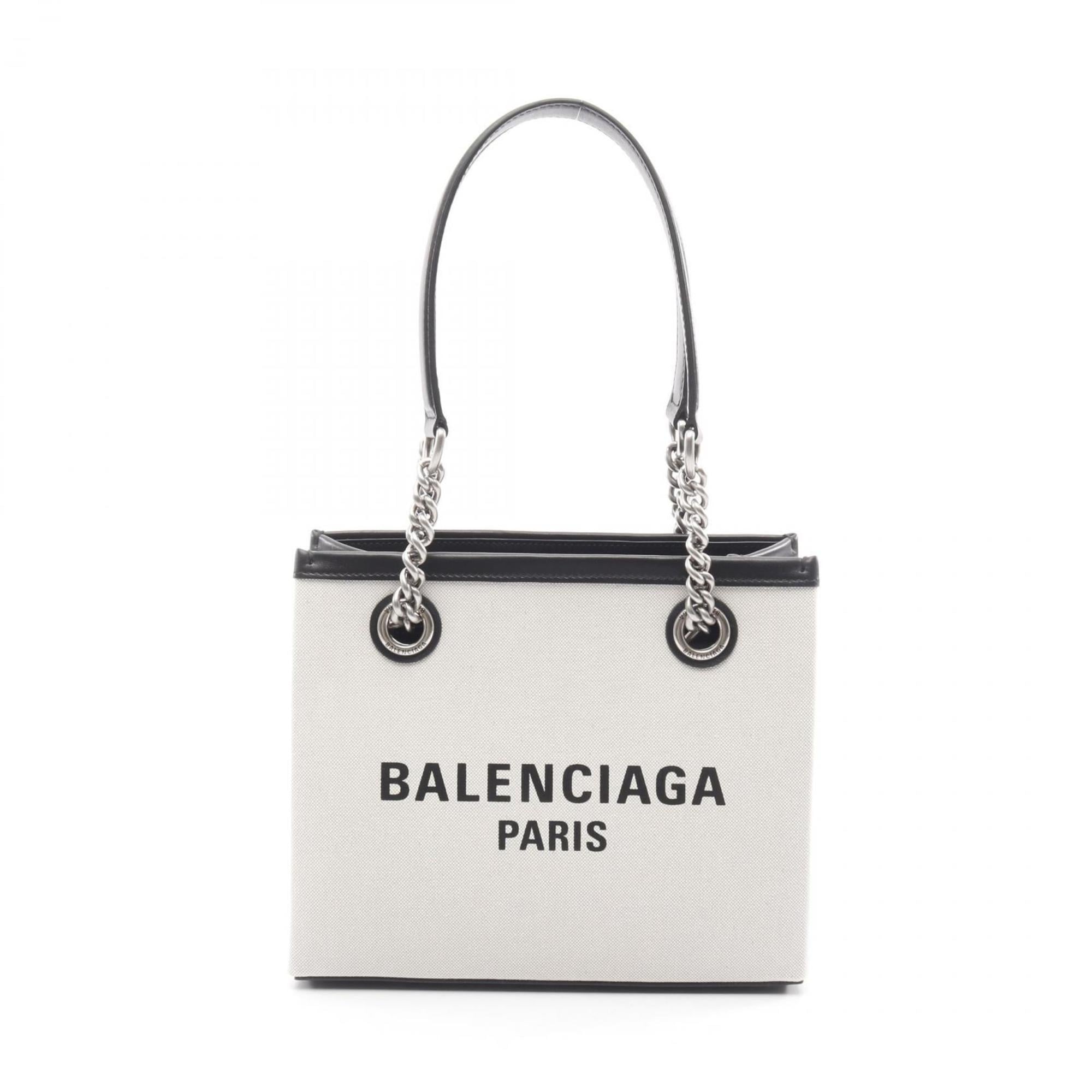 Balenciaga Black Ivory Canvas Leather Tote Bag (Pre-Owned)