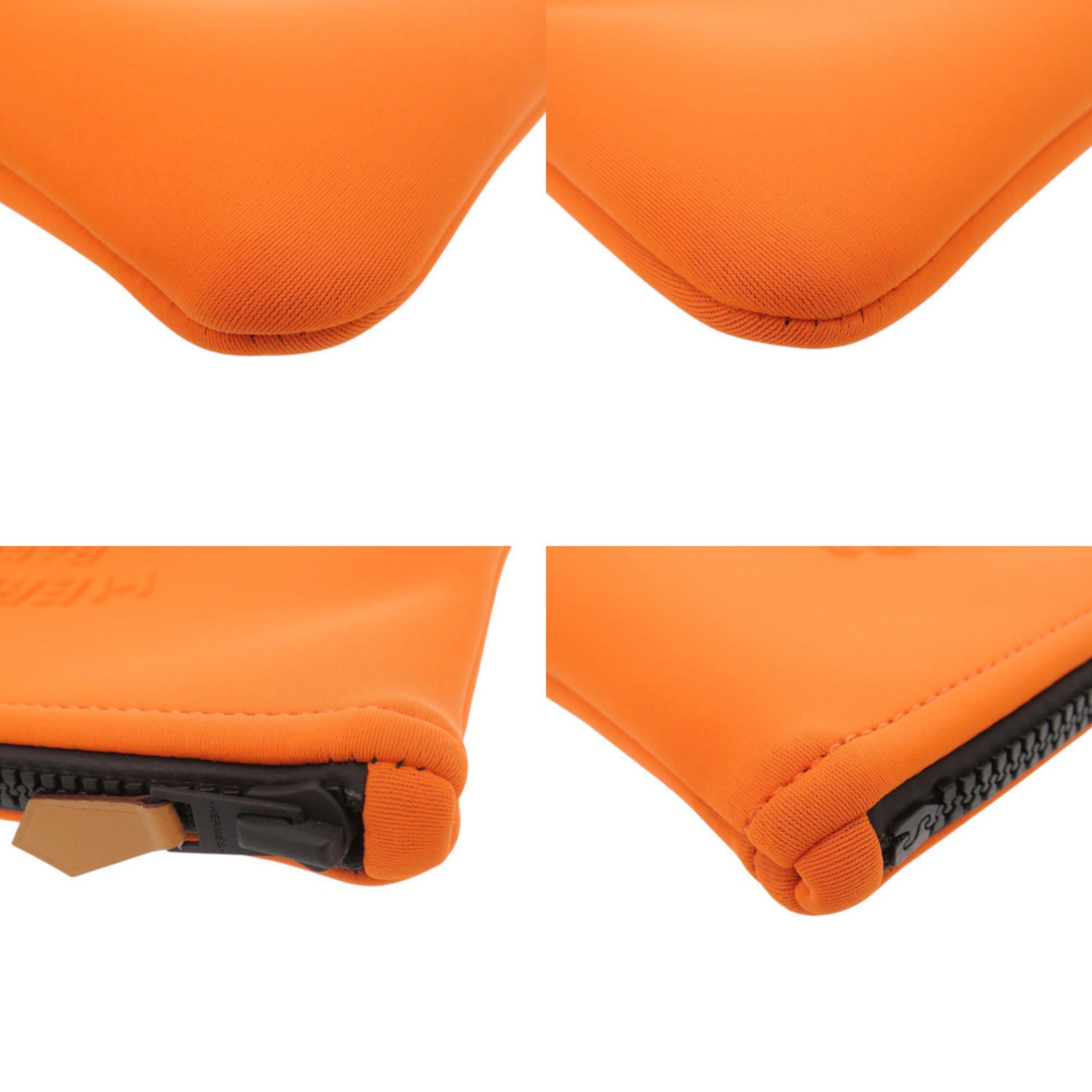 Hermes Black Orange Polyamide Nylon Pouch (Pre-Owned)