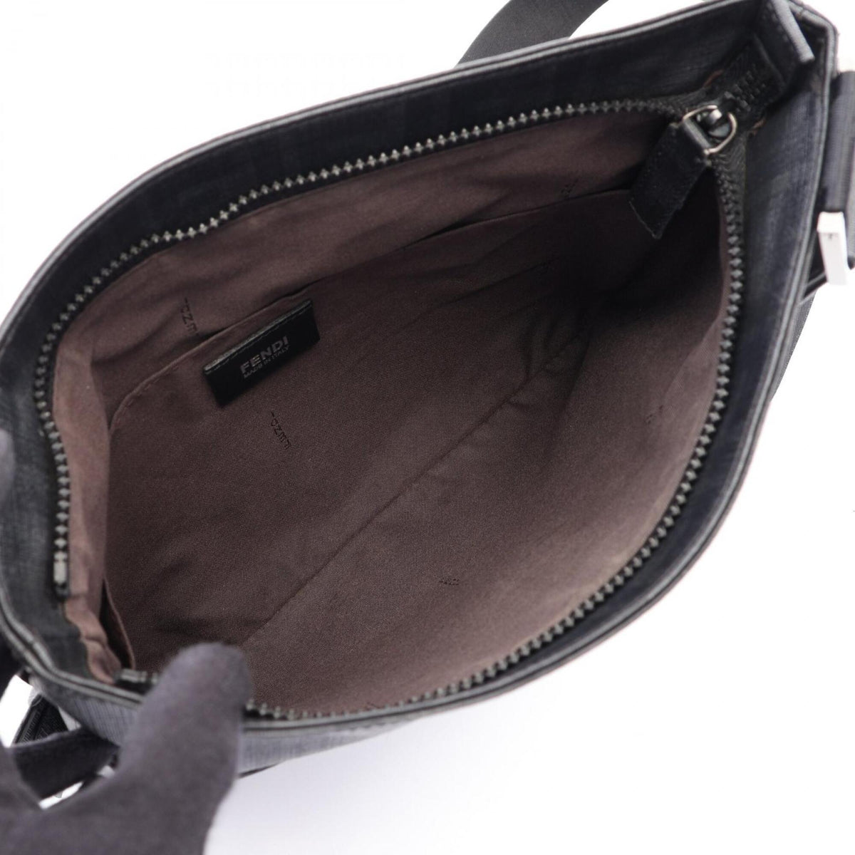 Fendi Zucca Black Coated Canvas Handbag Shoulder Bag (Pre-Owned)