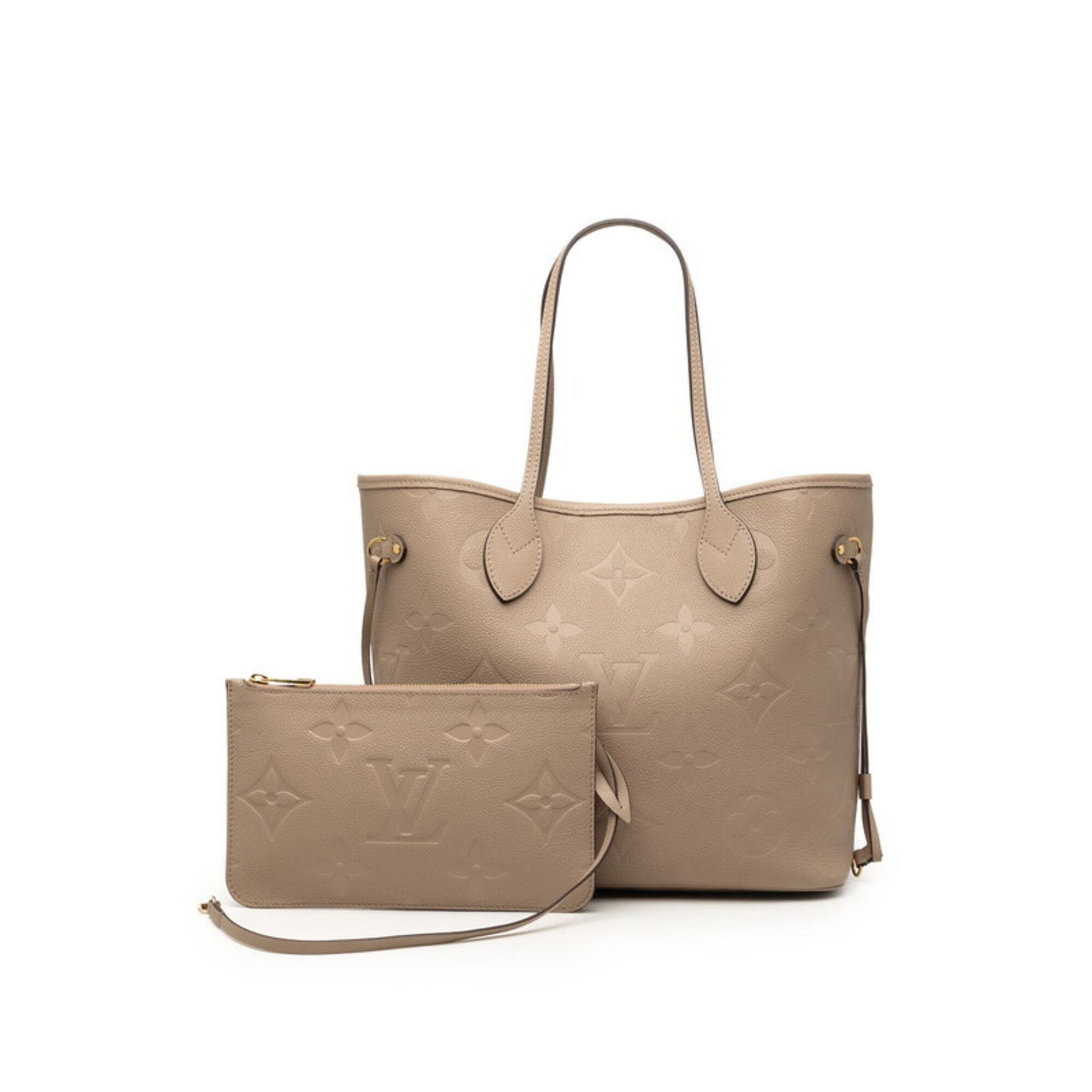 Louis Vuitton Grayish Tourterelle Leather Pouch Shoulder Bag Tote Bag (Pre-Owned)