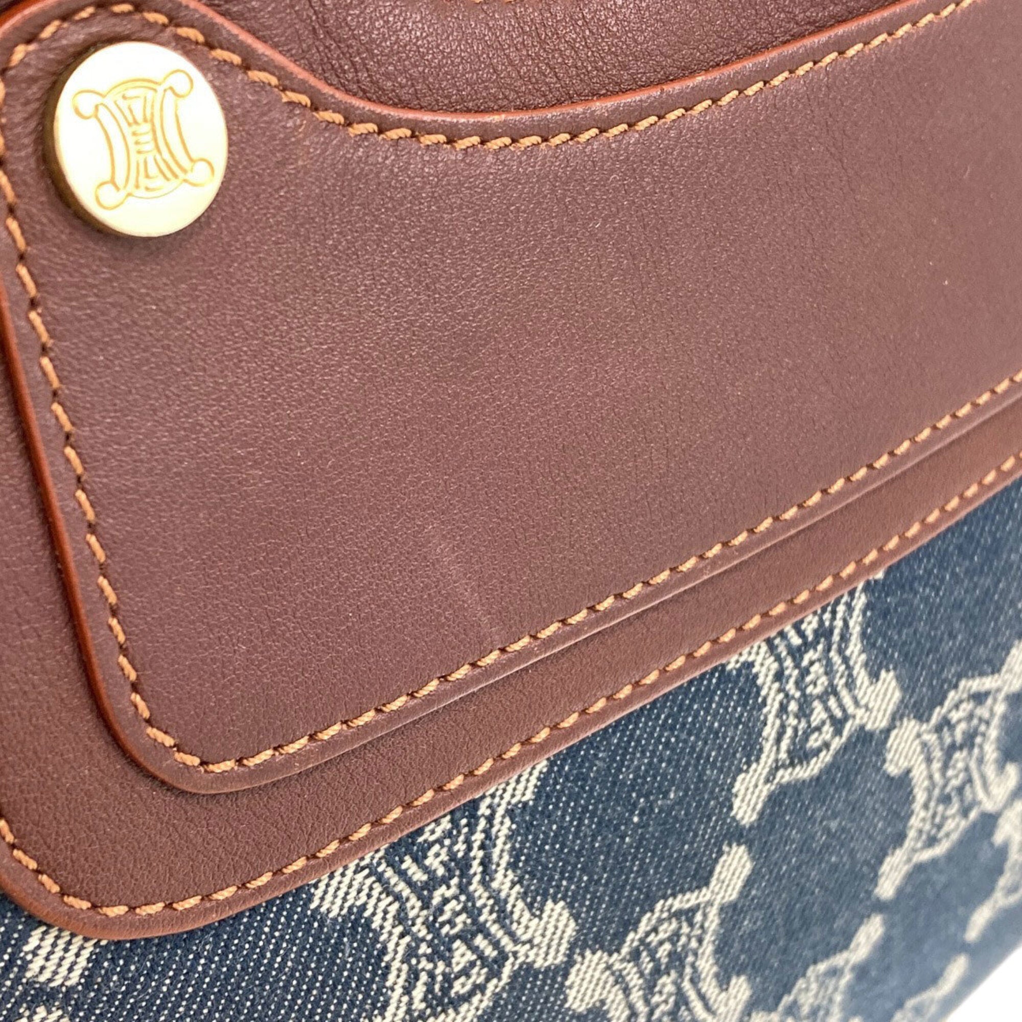 Celine Brown Dark Blue Denim Leather Handbag (Pre-Owned)