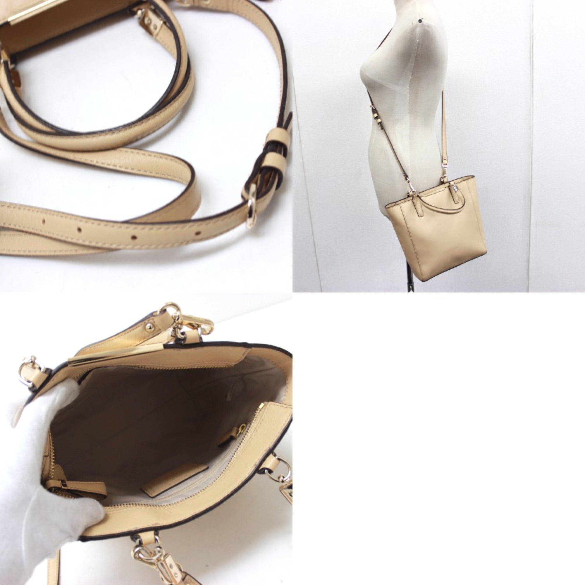 Coach Beige Leather Handbag (Pre-Owned)