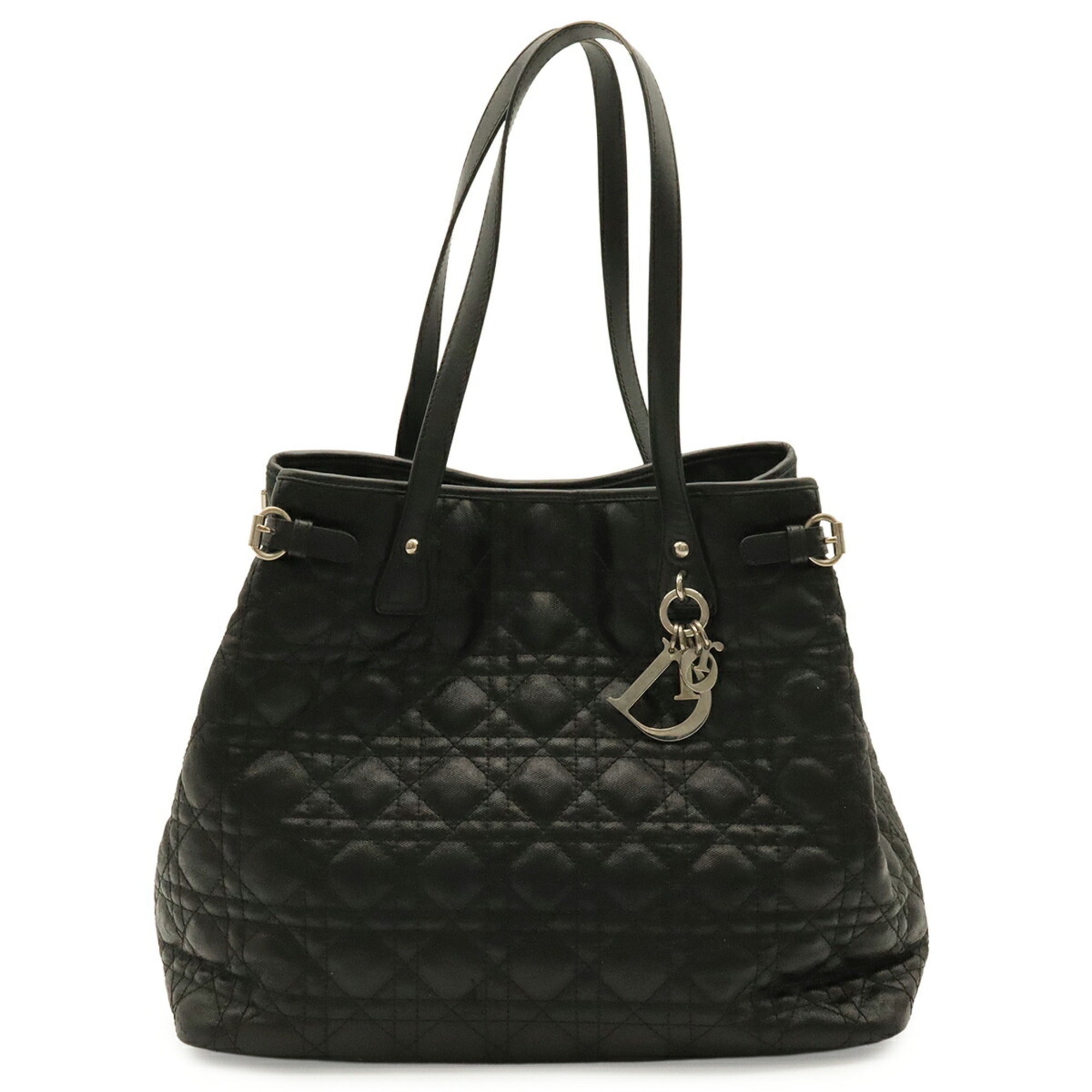Christian Dior Black Coated Canvas Shoulder Bag Tote Bag (Pre-Owned)