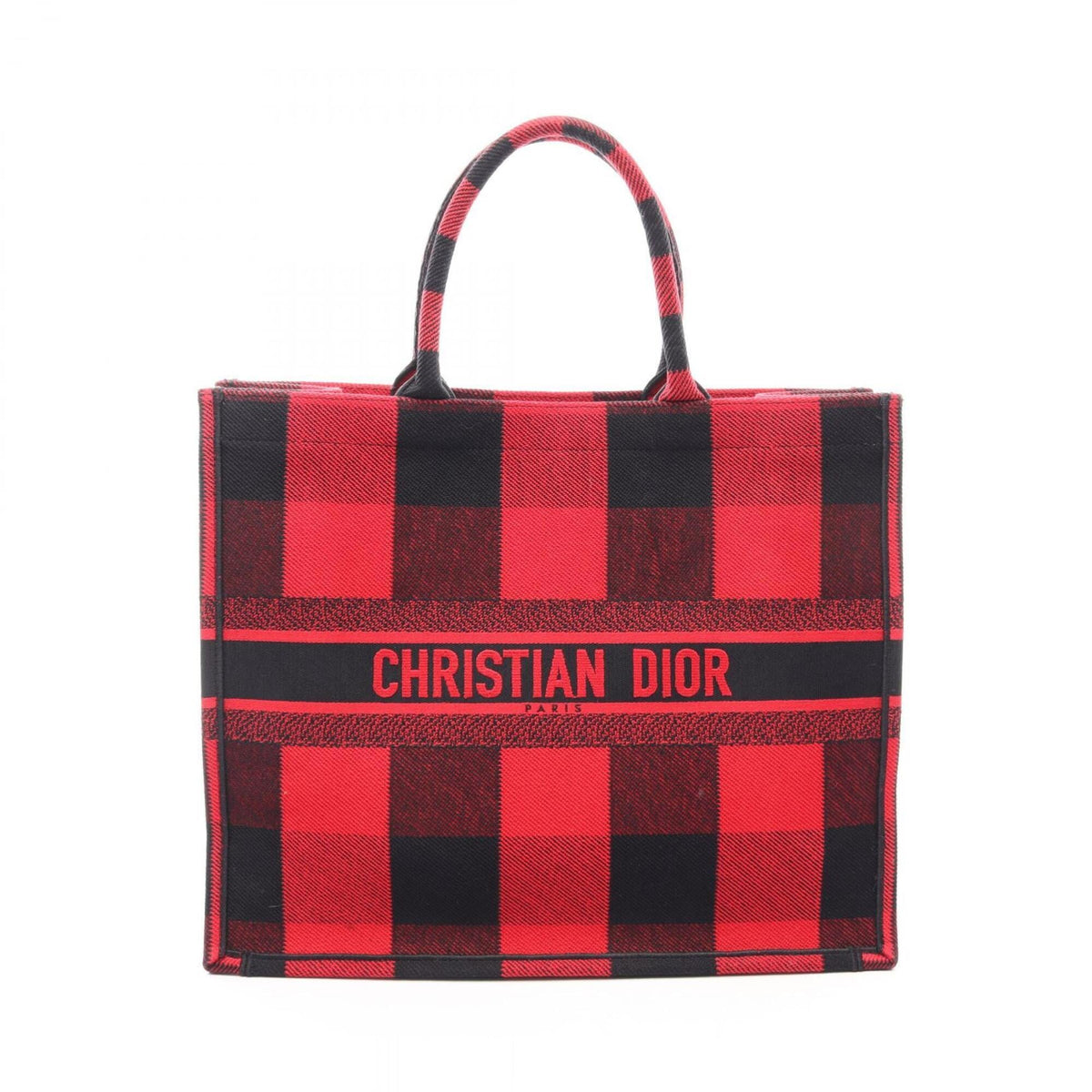Christian Dior Black Red Color Canvas Handbag Tote Bag (Pre-Owned)