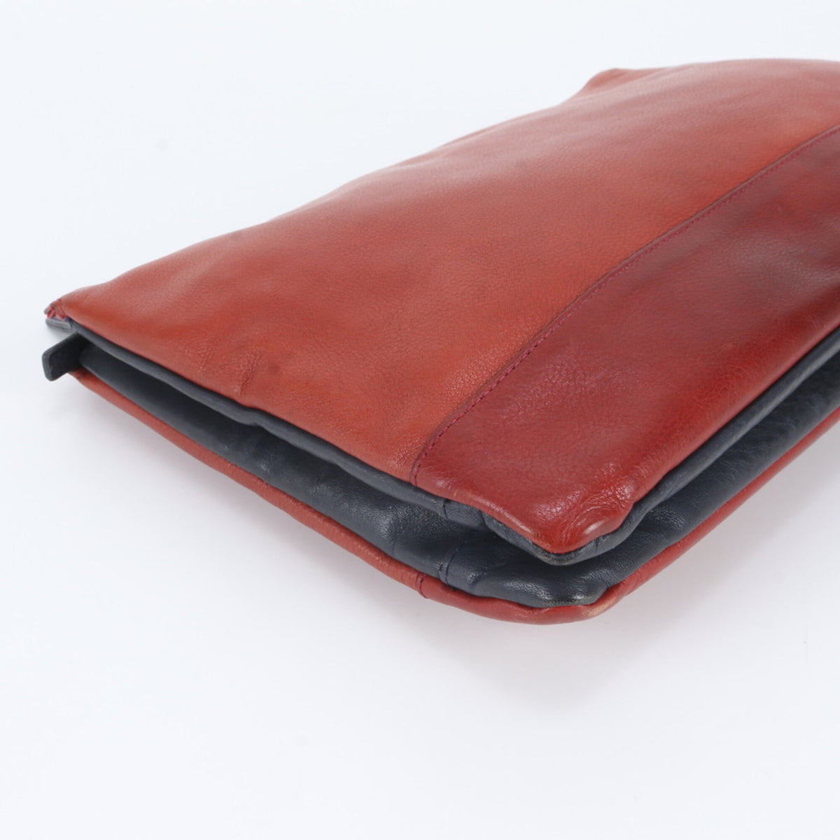 Burberry Red Color Leather Clutch Bag Pouch (Pre-Owned)