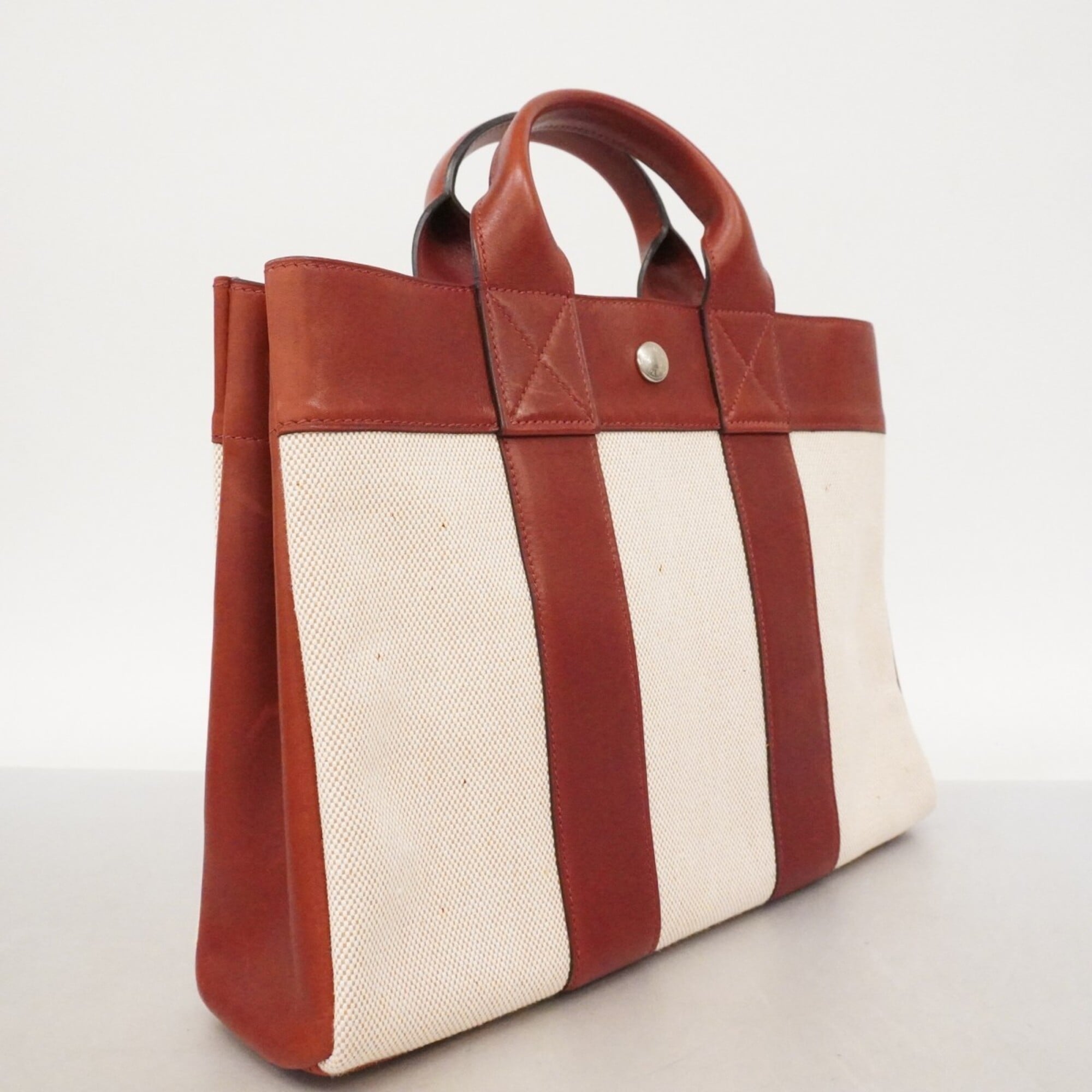 Hermes Bordeaux Toile H Leather Handbag (Pre-Owned)