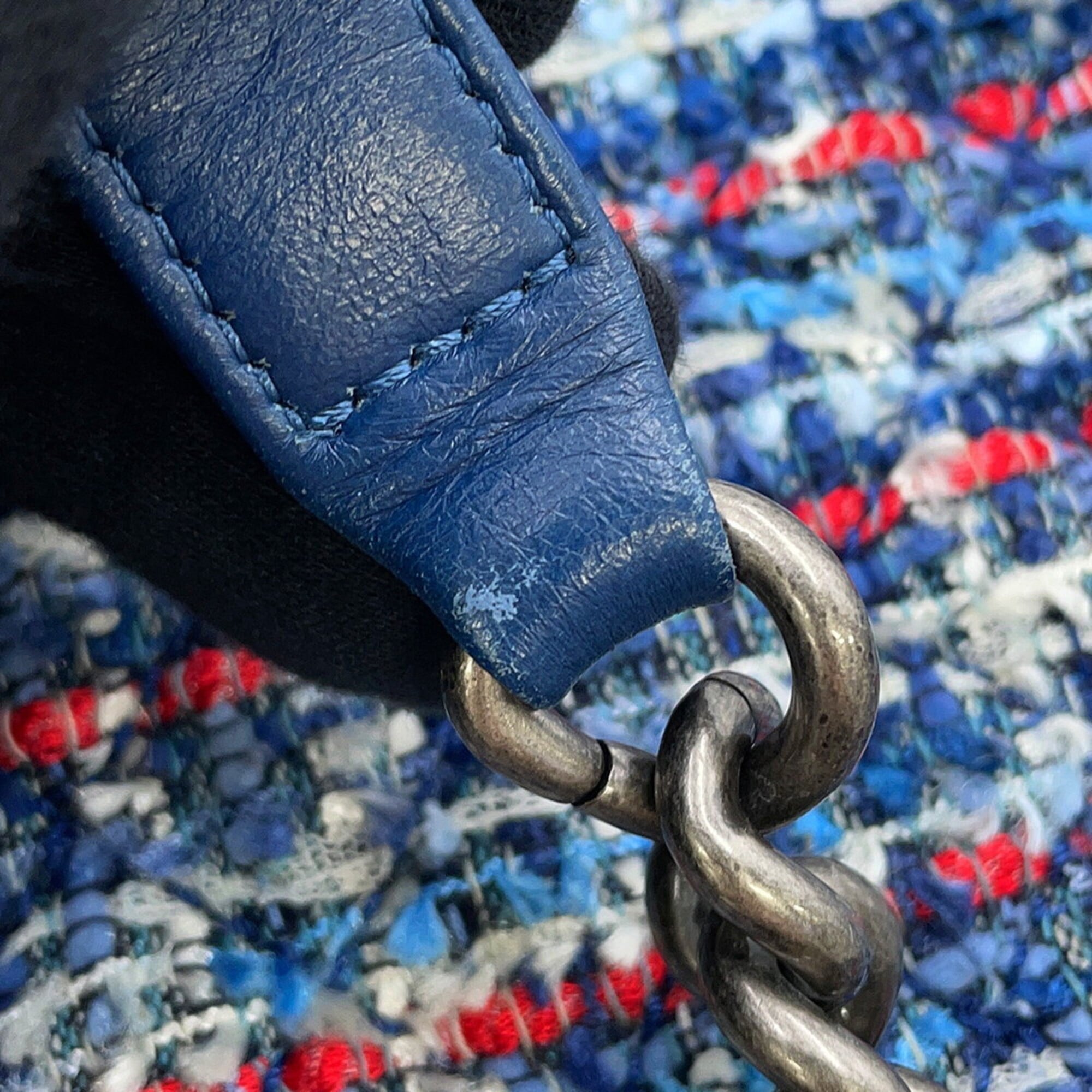 Chanel Denim Blue Denim Tweed Leather Handbag Shoulder Bag (Pre-Owned)
