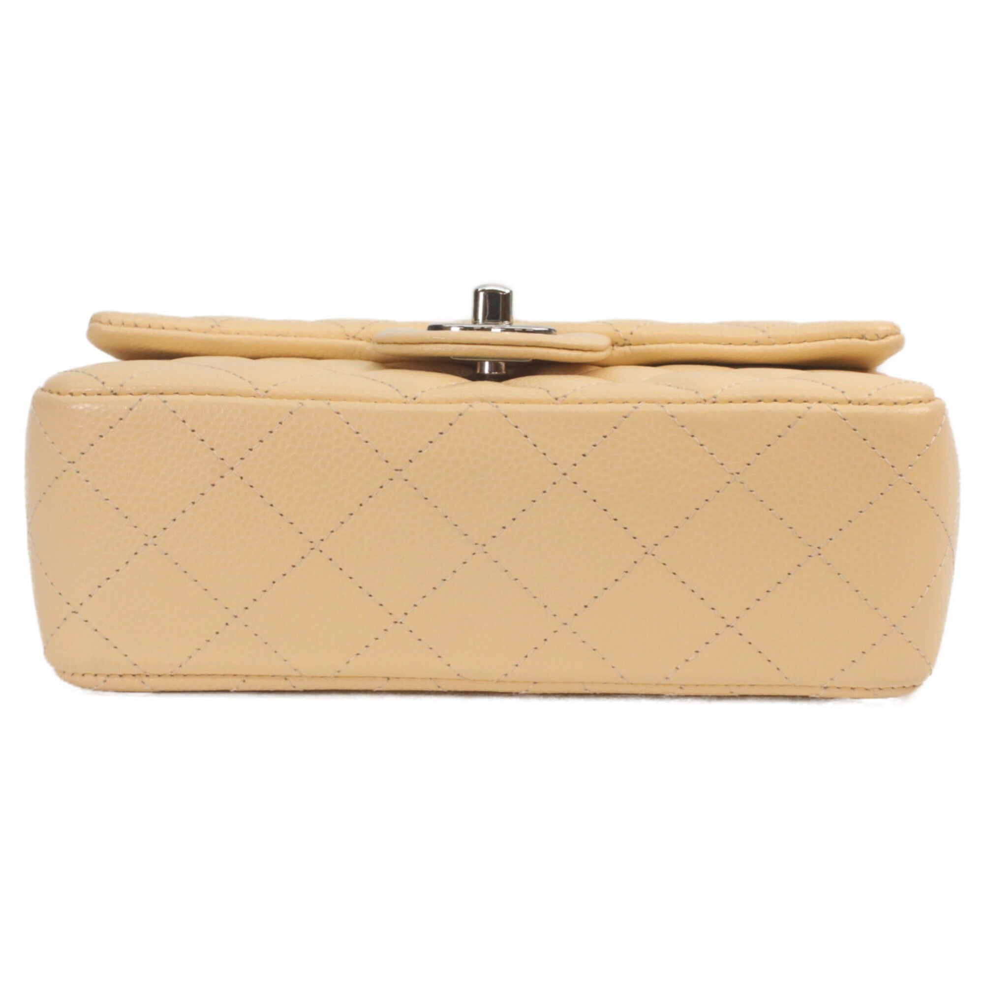 Chanel Light Beige Grained Calfskin Shoulder Bag (Pre-Owned)