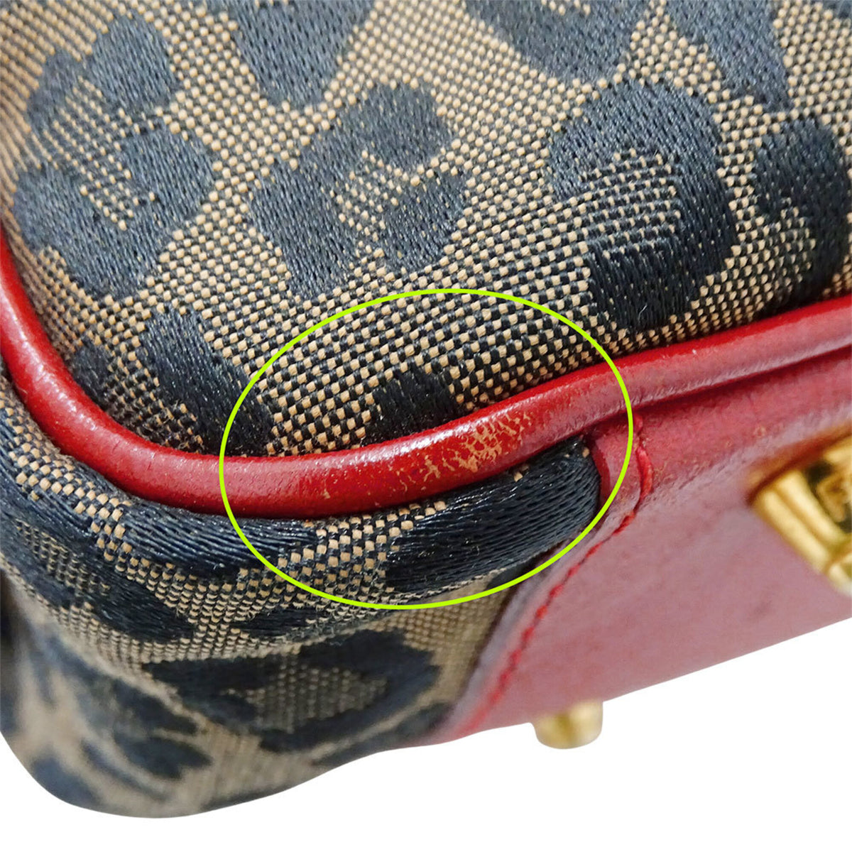 Fendi Red Brown Canvas Leather Handbag Shoulder Bag (Pre-Owned)