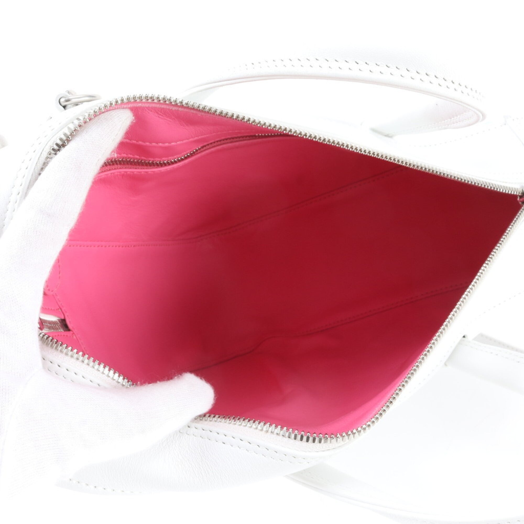 Balenciaga White Leather Handbag Shoulder Bag (Pre-Owned)