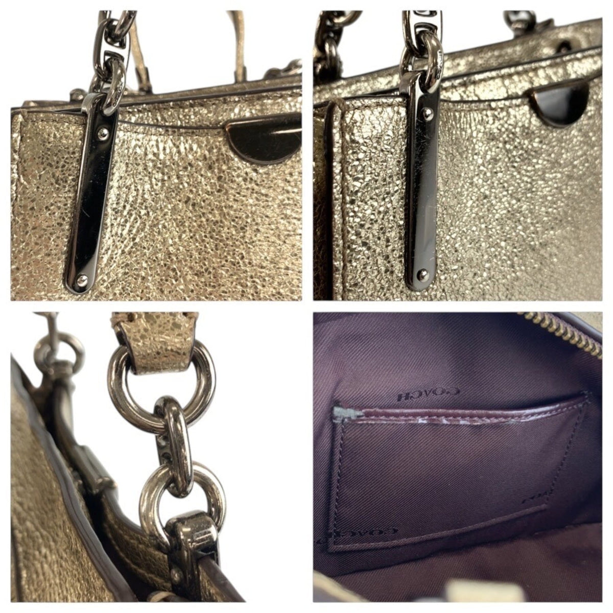 Coach Metallic Gold Leather Handbag Shoulder Bag (Pre-Owned)