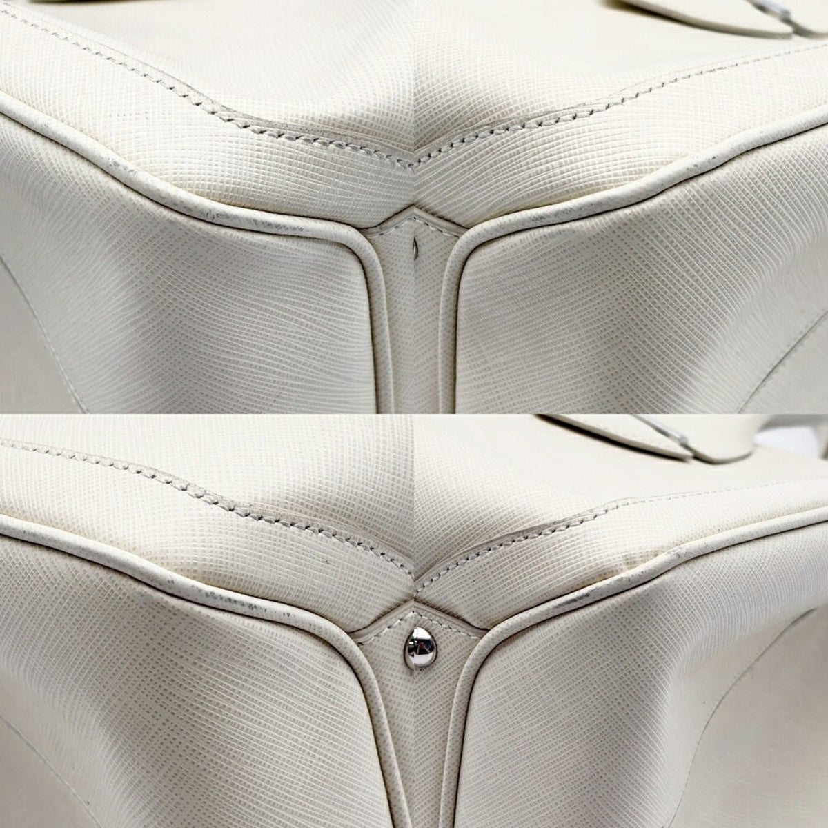Salvatore Ferragamo Gancini Ivory Leather Tote Bag (Pre-Owned)