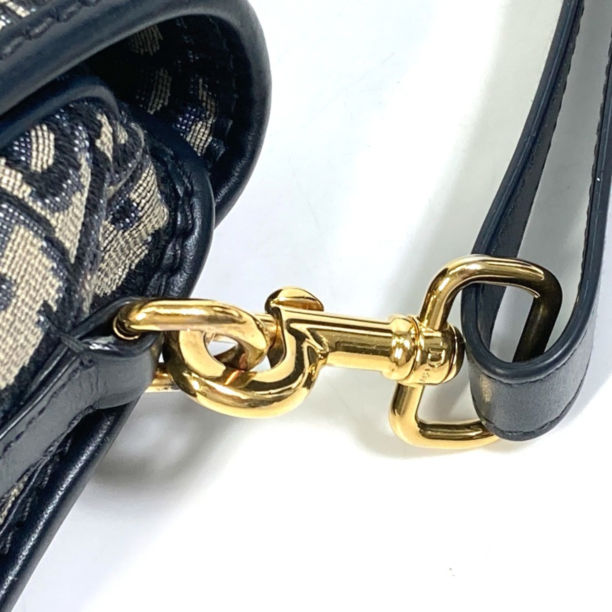 Christian Dior Navy Canvas Leather Pochette Shoulder Bag (Pre-Owned)
