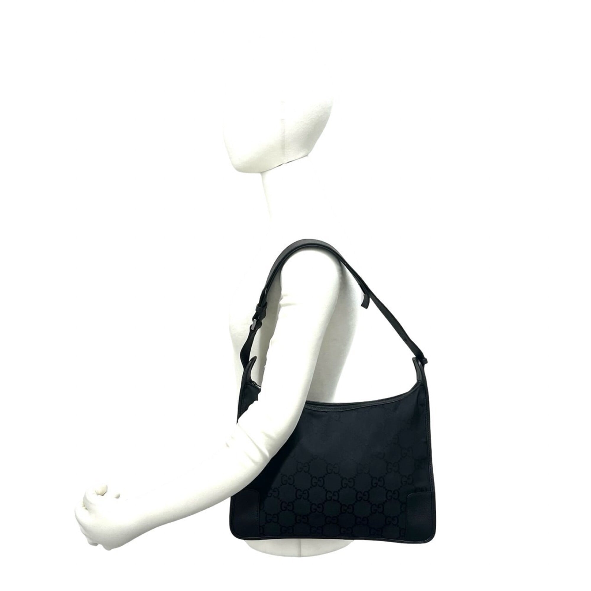 Gucci Black Canvas Leather Handbag Shoulder Bag Tote Bag (Pre-Owned)