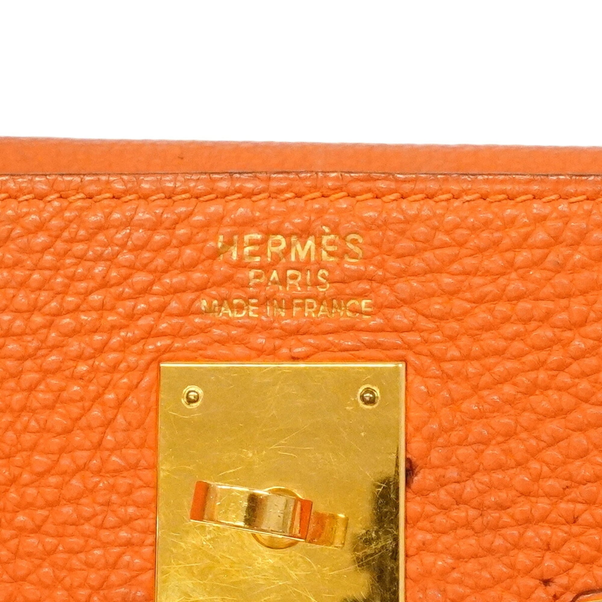 Hermes Orange Togo Leather Handbag (Pre-Owned)