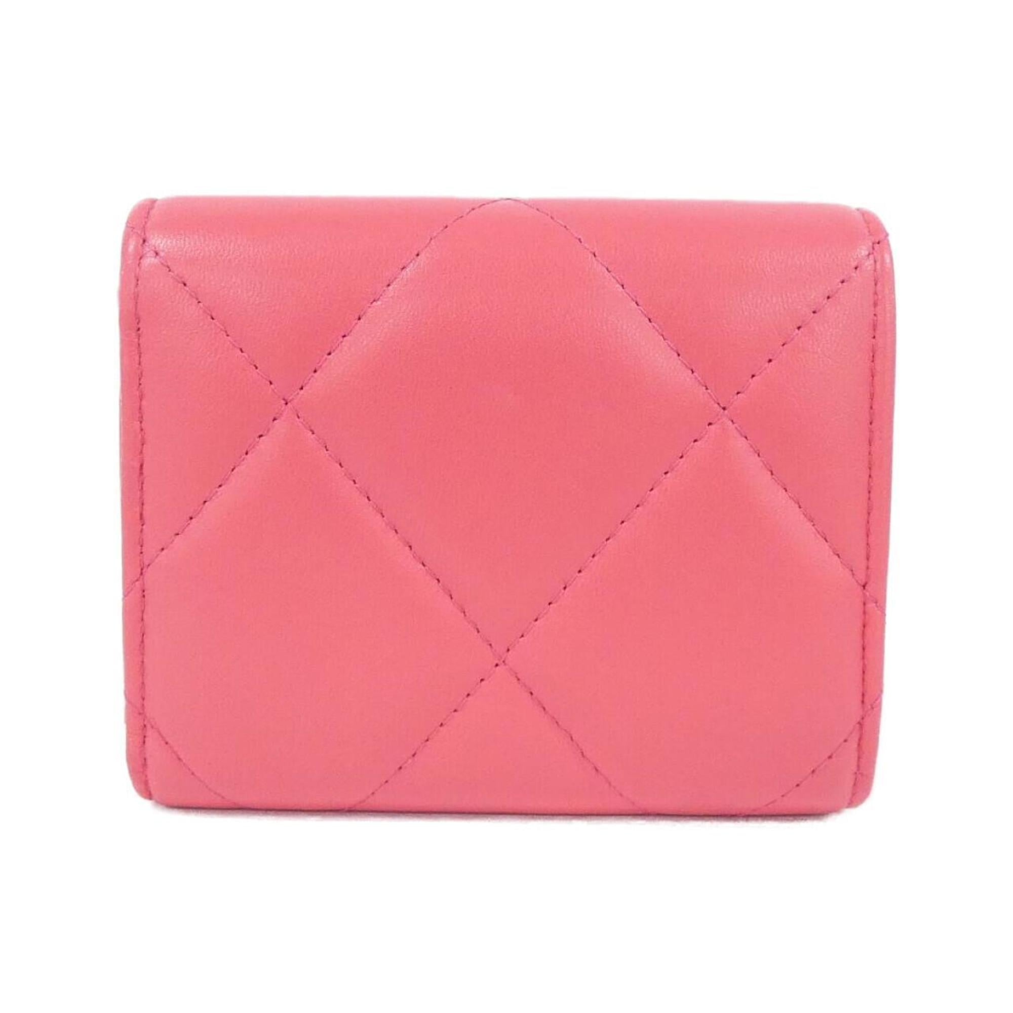 Chanel Pink Leather Wallet (Tri-Fold) (Pre-Owned)